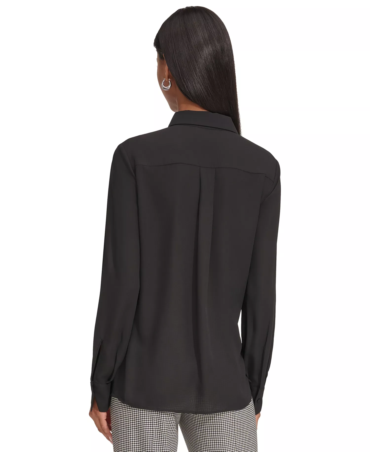 Women's Ruffled Blouse - Black - L