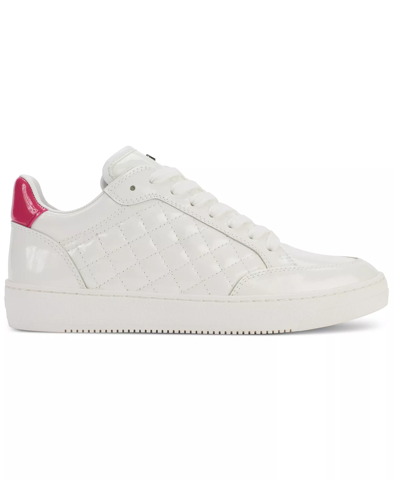 Women's Oriel Quilted Lace-Up Low-Top Sneakers - White/ Beetroot - 7M