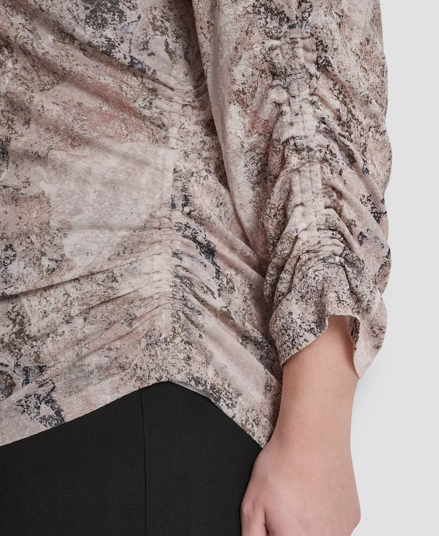 Plus Size Boat Neck Long-Sleeve Top - Coconut/Travertine Multi - 1X