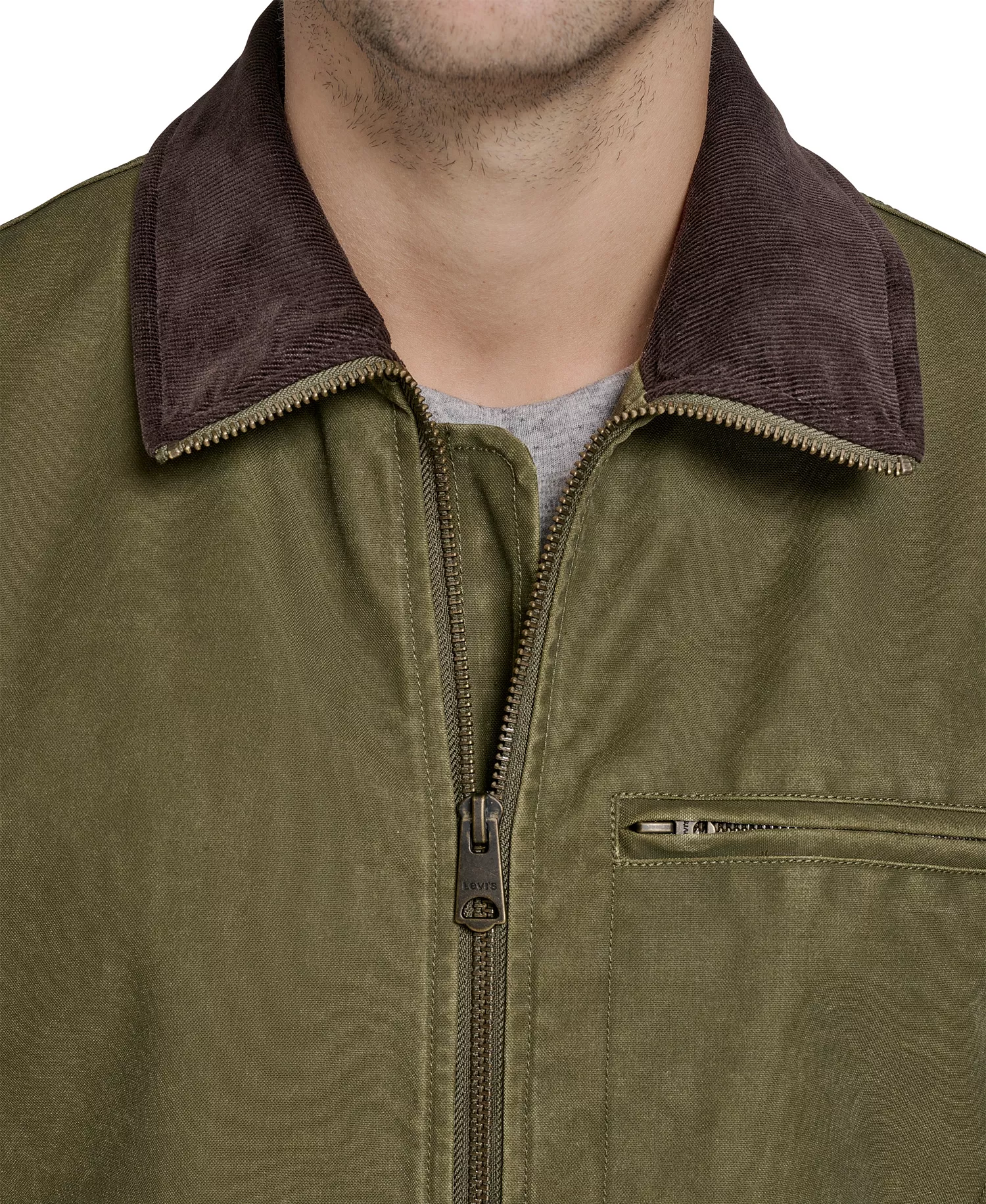 Men's Corduroy Collar Depot Jacket - Light Olive - L