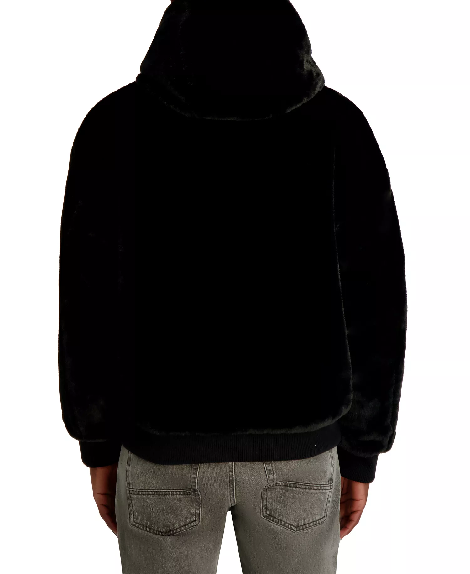 Men's Reversible Faux Fur Bomber Jacket - Black - L