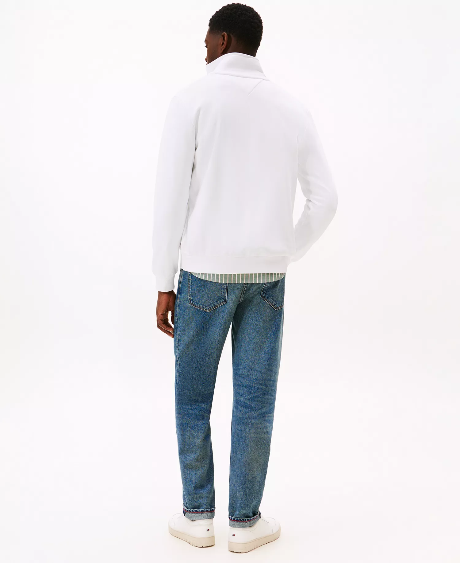 Men's Global Stripe Zip-Through Jacket - White - L