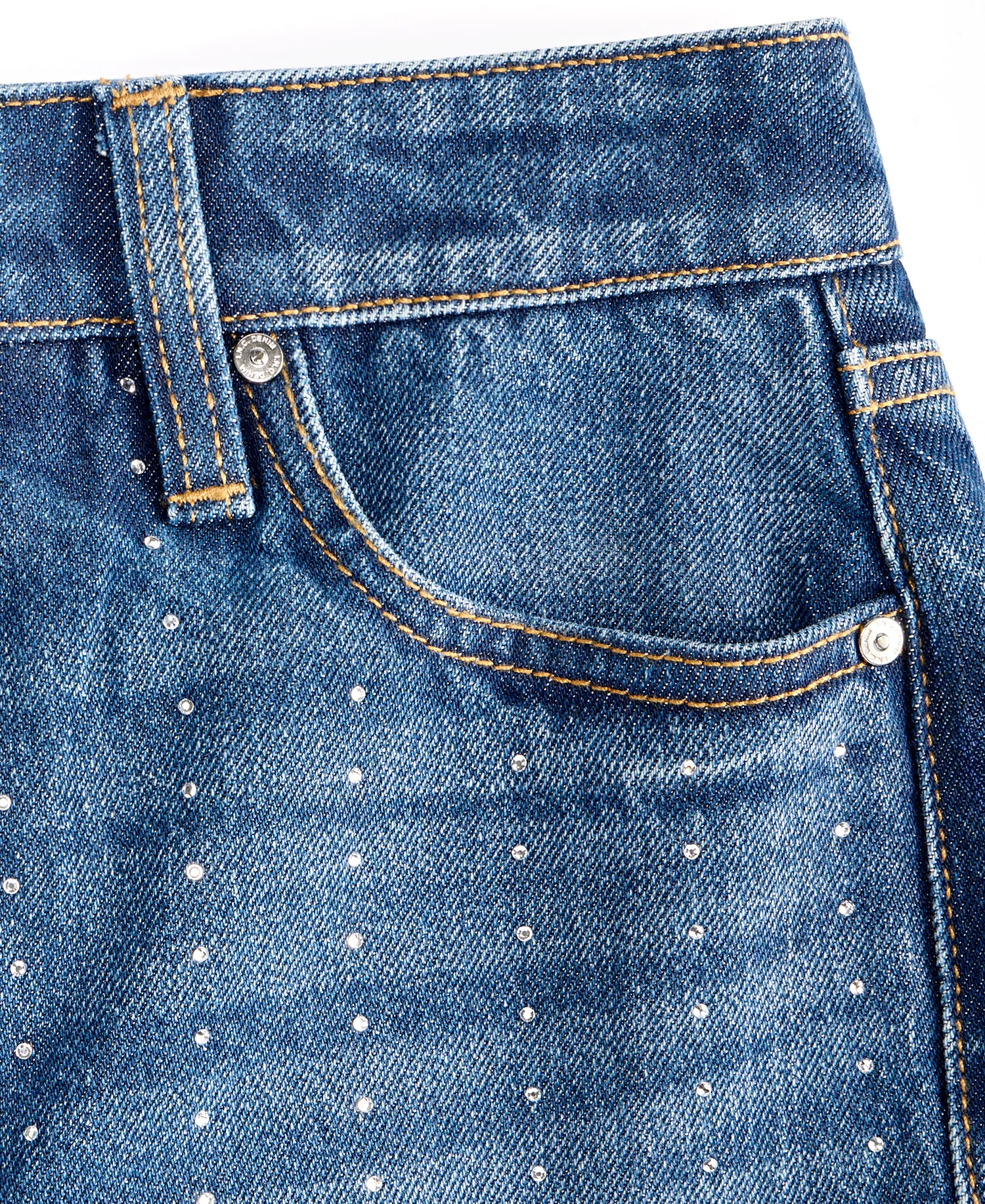 Women's Crystal-Embellished Straight-Leg Jeans, Macy's Exclusive - Blue Sky Wash - 0