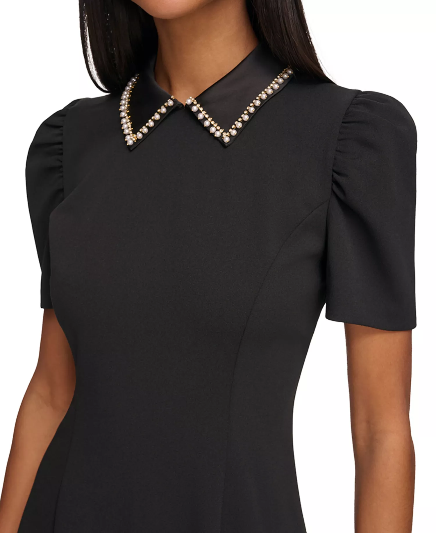 Women's Embellished-Collar Mini Dress - Black - 10