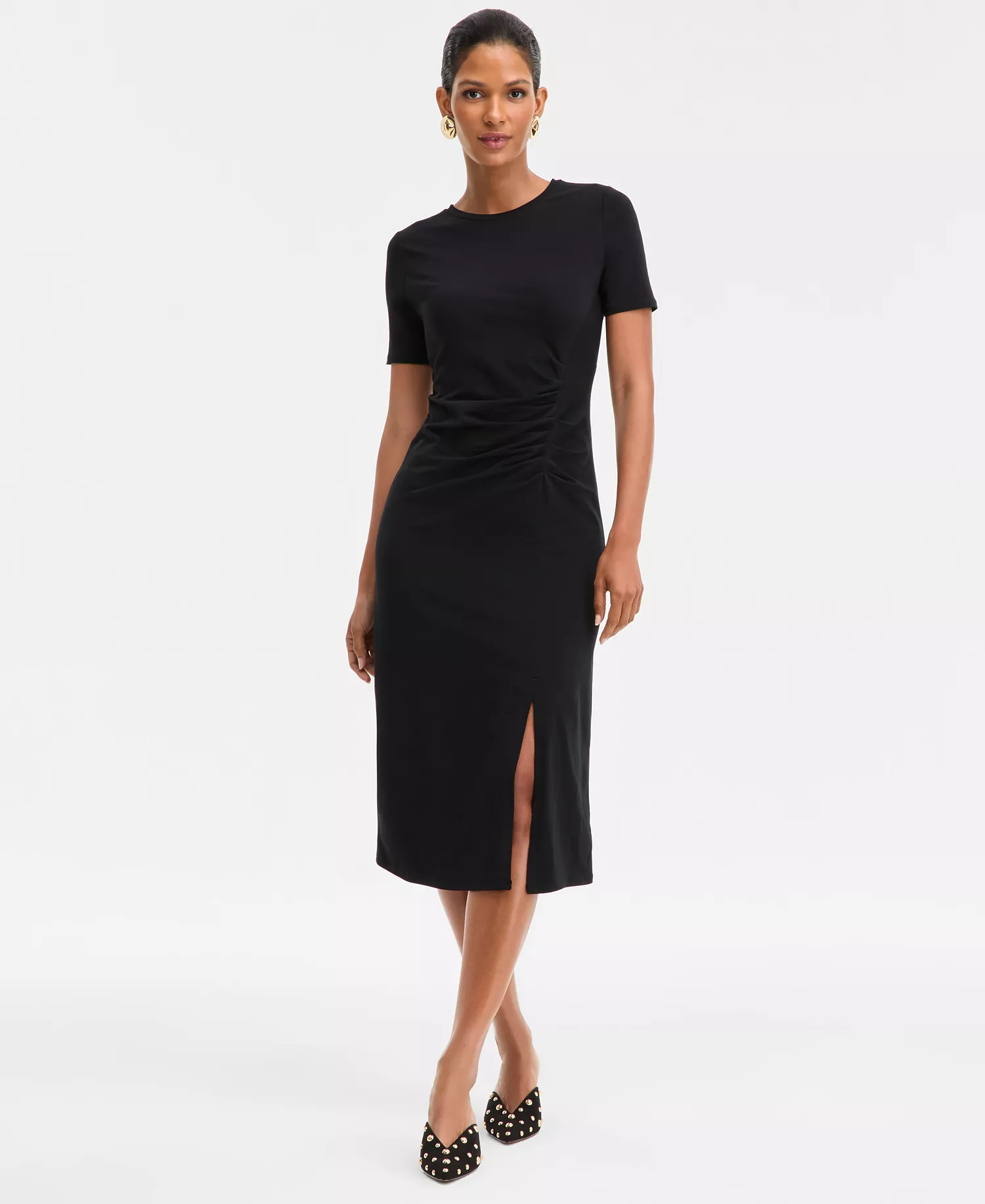 Women's Side-Ruched Dress, Macy's Exclusive  - Deep Black - L