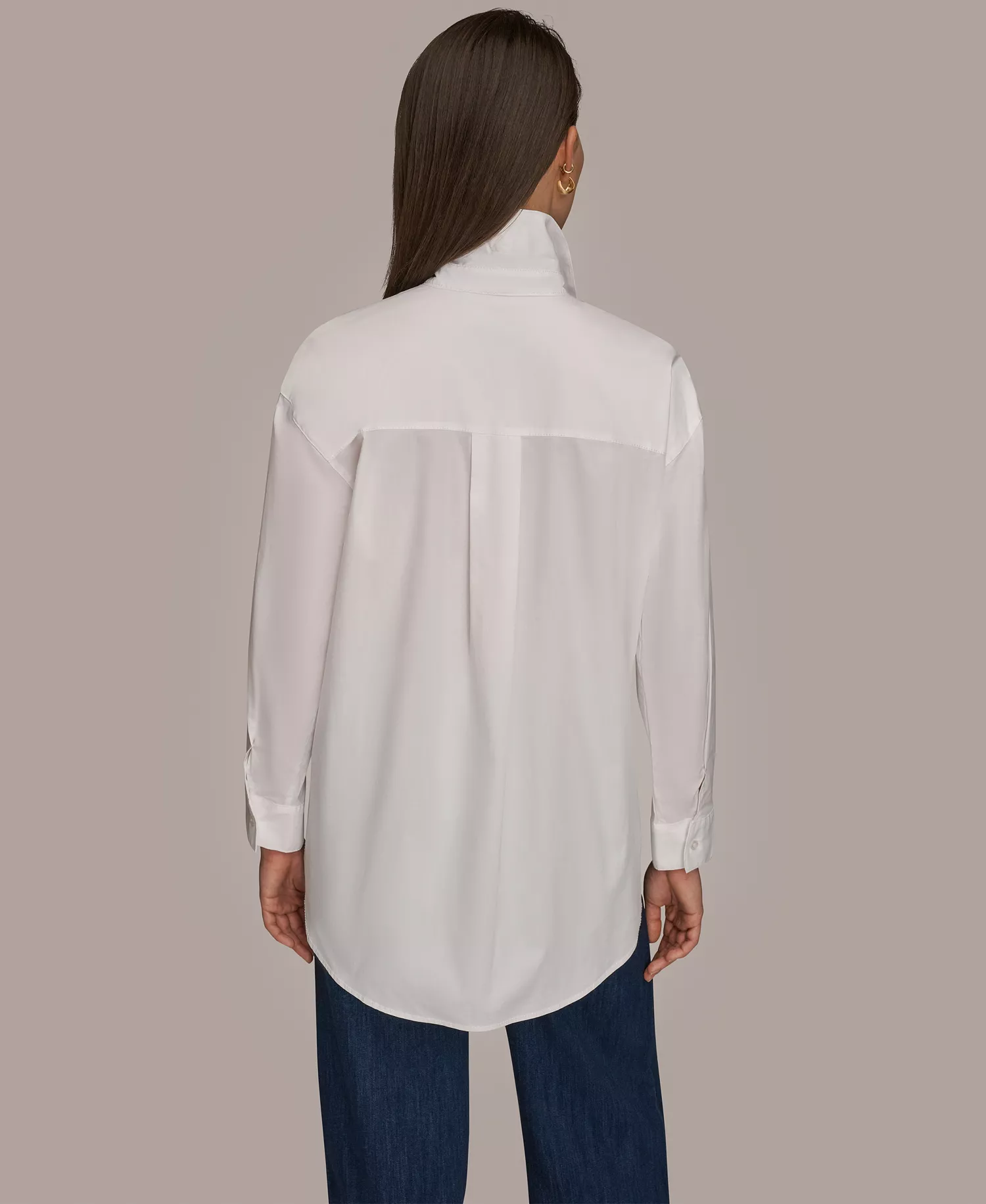 Women's Stretch Poplin Button-Down Shirt - White - L