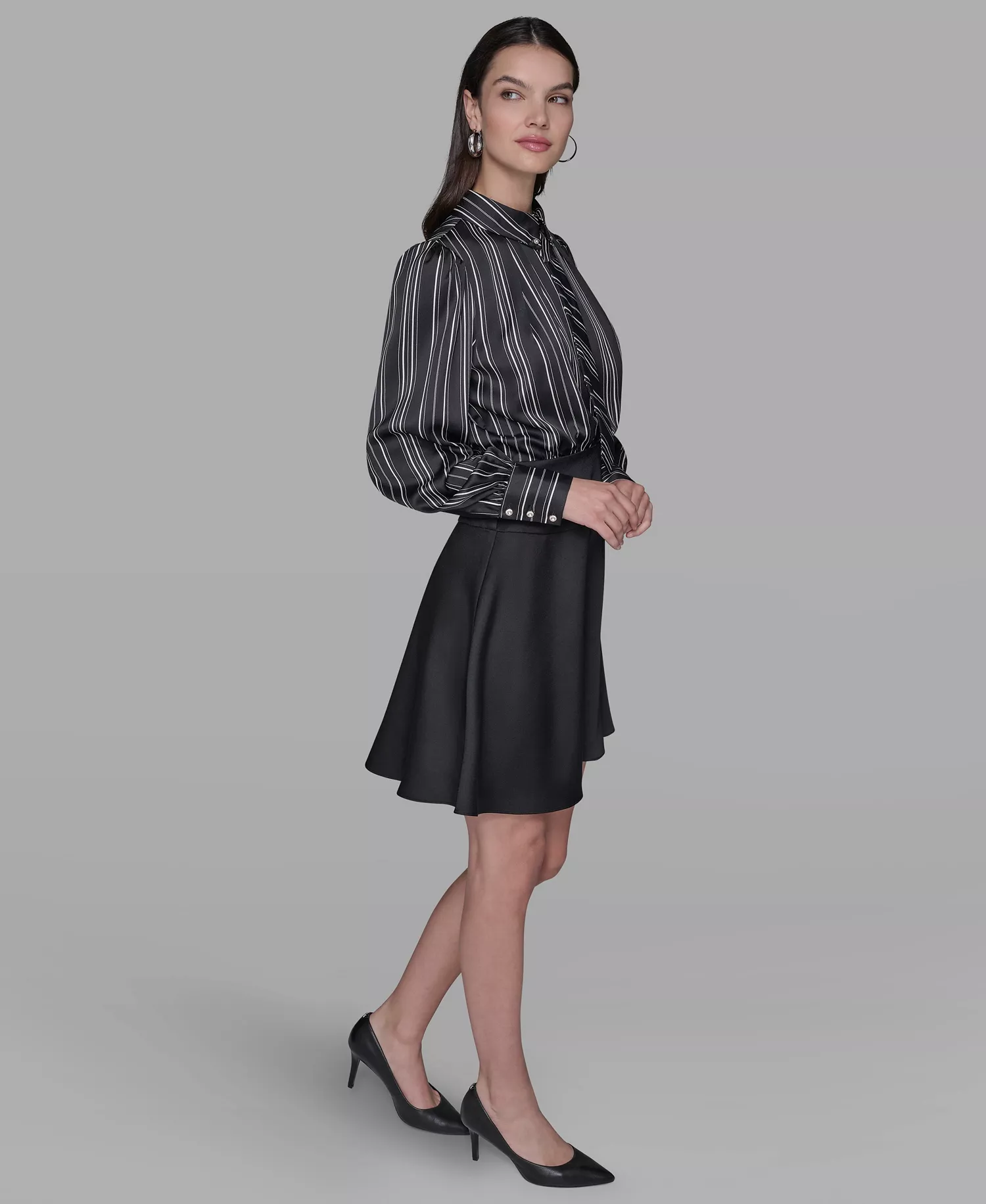 Women's Collared Shirtdress - Black/birch - 10