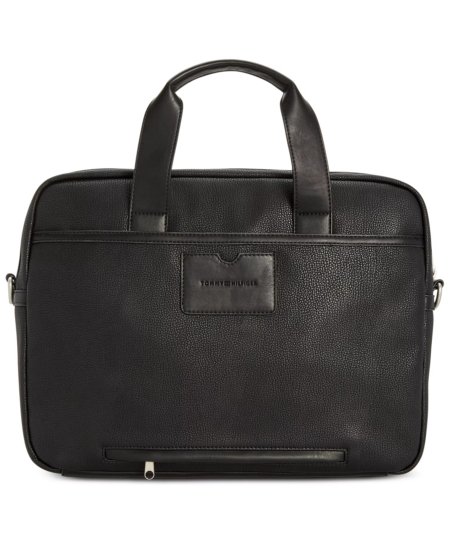 Men's Pebble Faux-Leather Leo Briefcase - Black - ONE SIZE