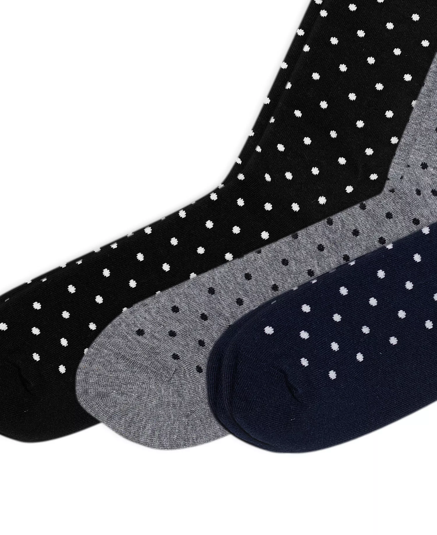 Men's Classic Dot Dress Socks, 3-Pack - Navy/Gray/Black - 10-13