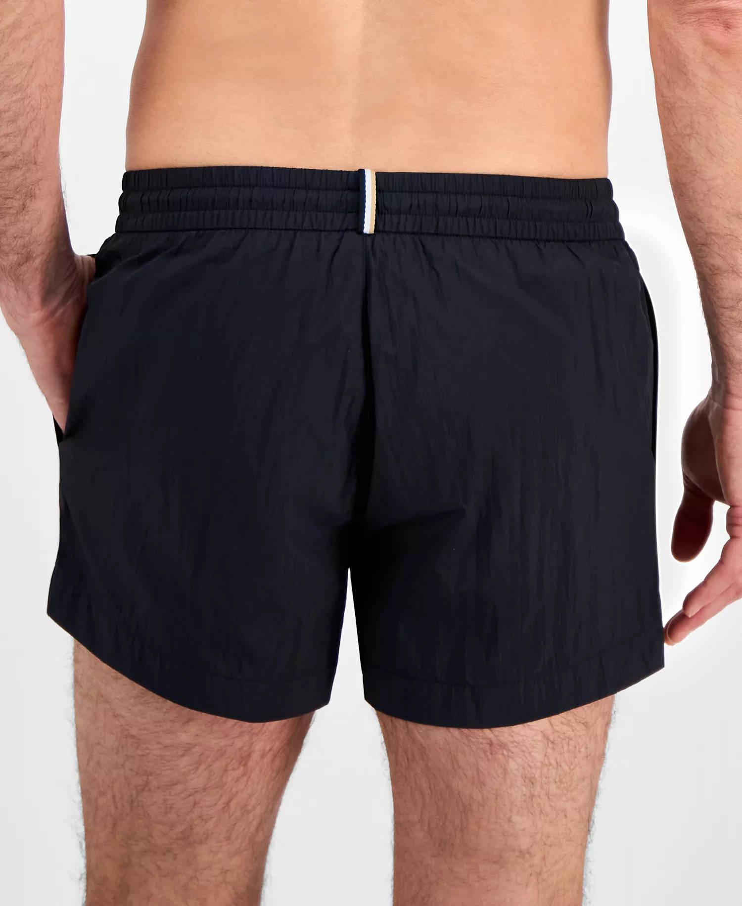 Men's Mooneye Outlined Logo Drawstring 3" Swim Trunks - Black - 2XL