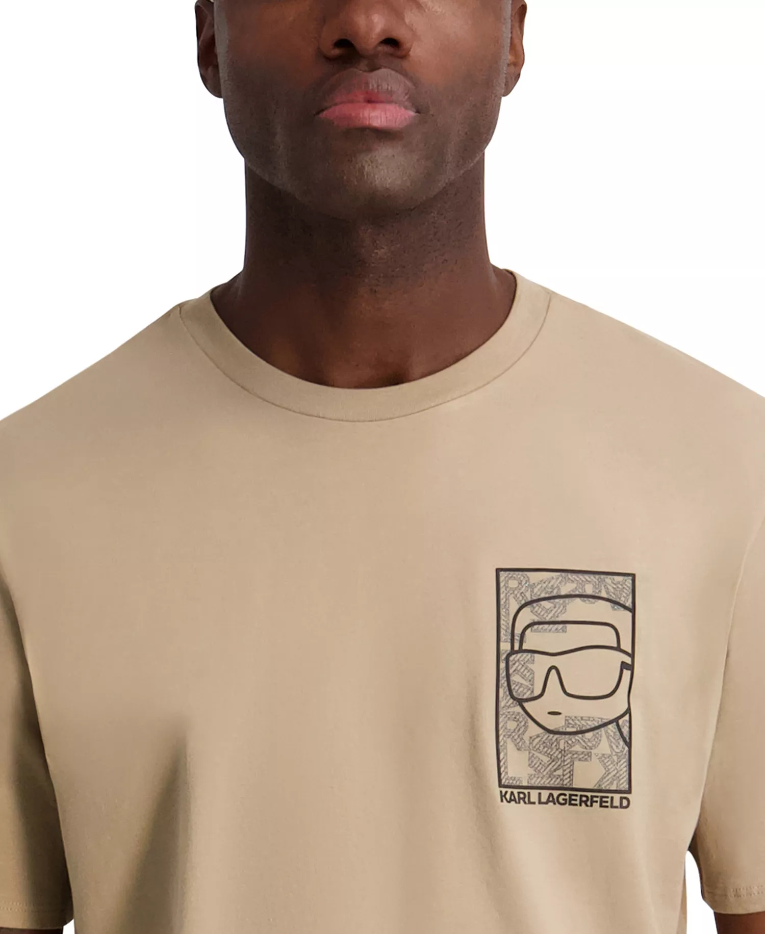 Men's Rubberized Textured Printed T-Shirt - Beige - 2XL