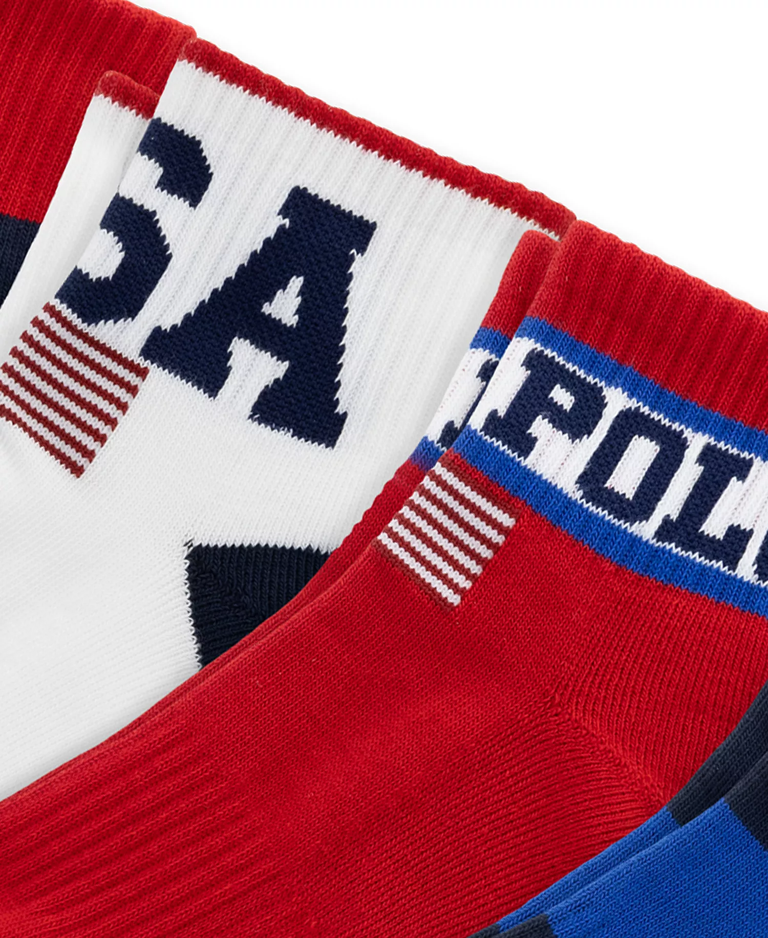 Men's USA Stadium Quarter Socks, 6-Pack - Navy/White/Red - 10-13
