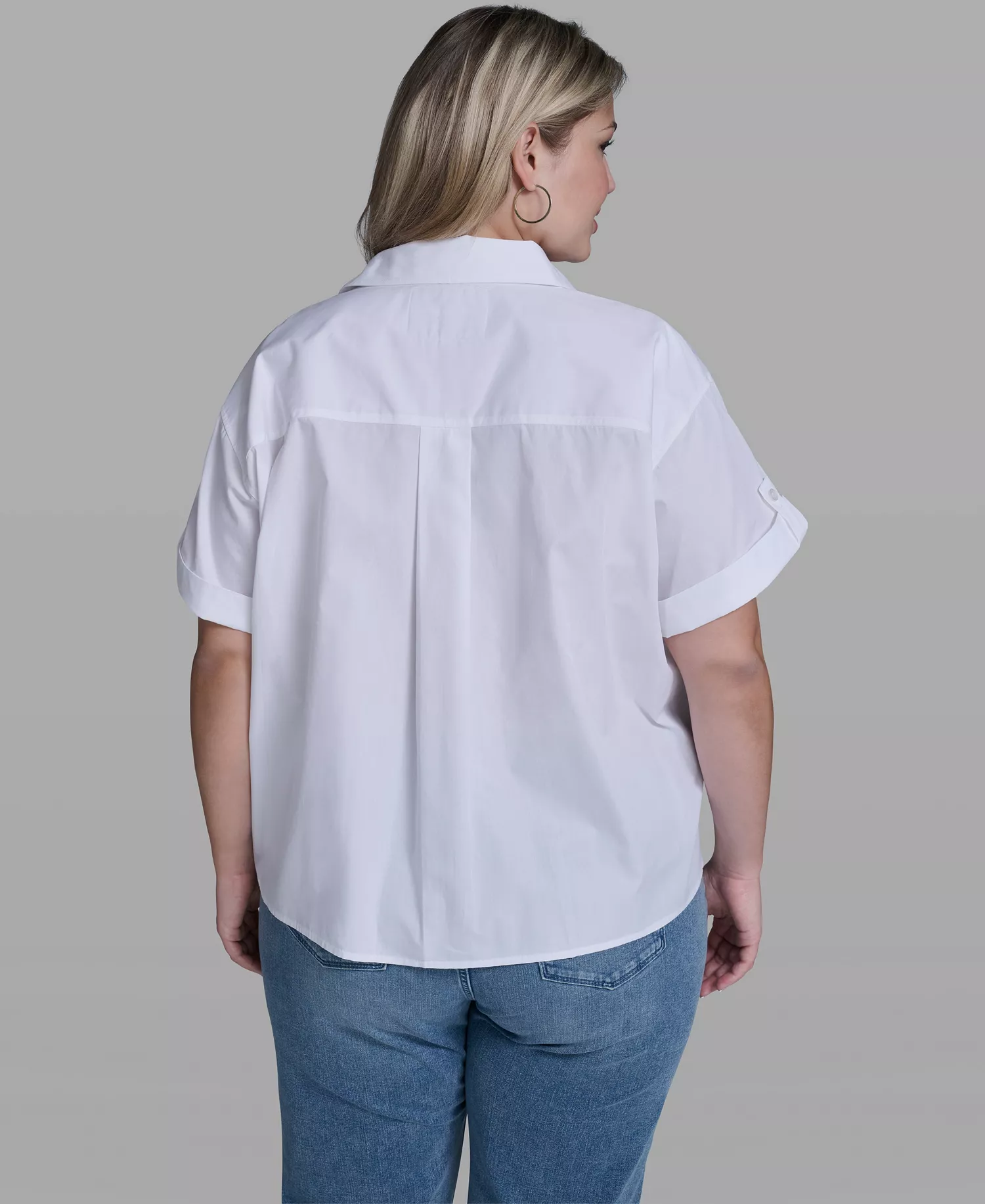 Plus Size Floral Short-Sleeve Top - White - 0X