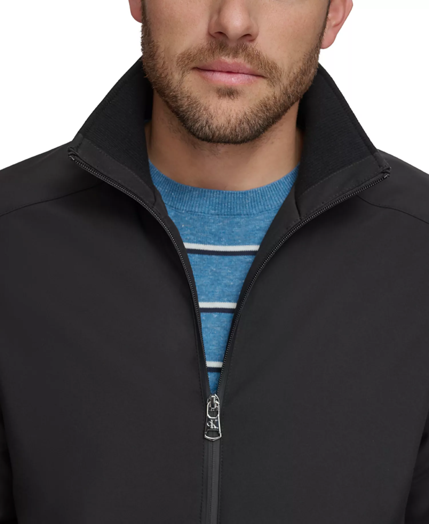 Men's Classic Midweight Stand Collar Jacket  - Black - 2XL