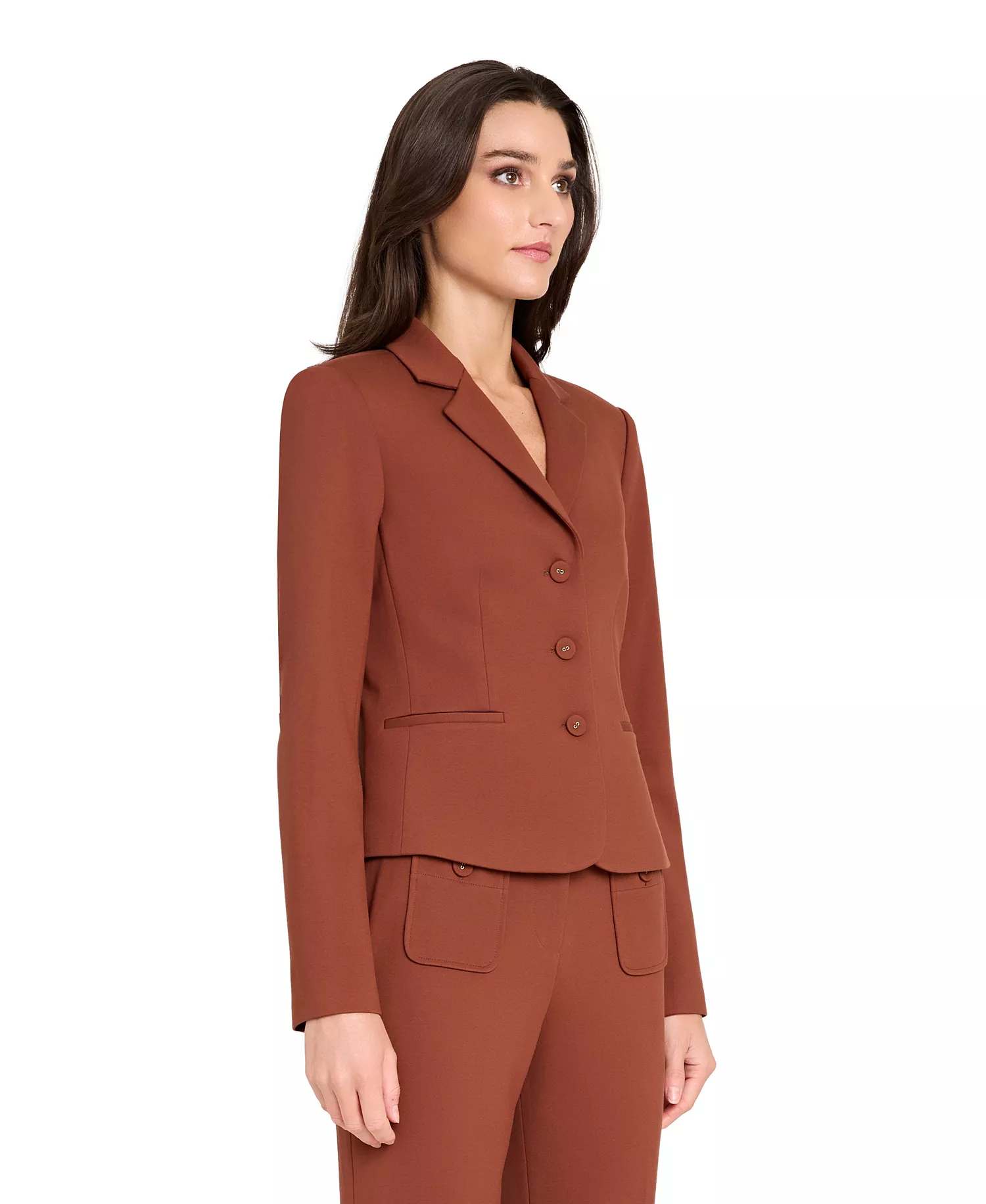 Women's Notch Collar Short Jacket - Tawny - 10
