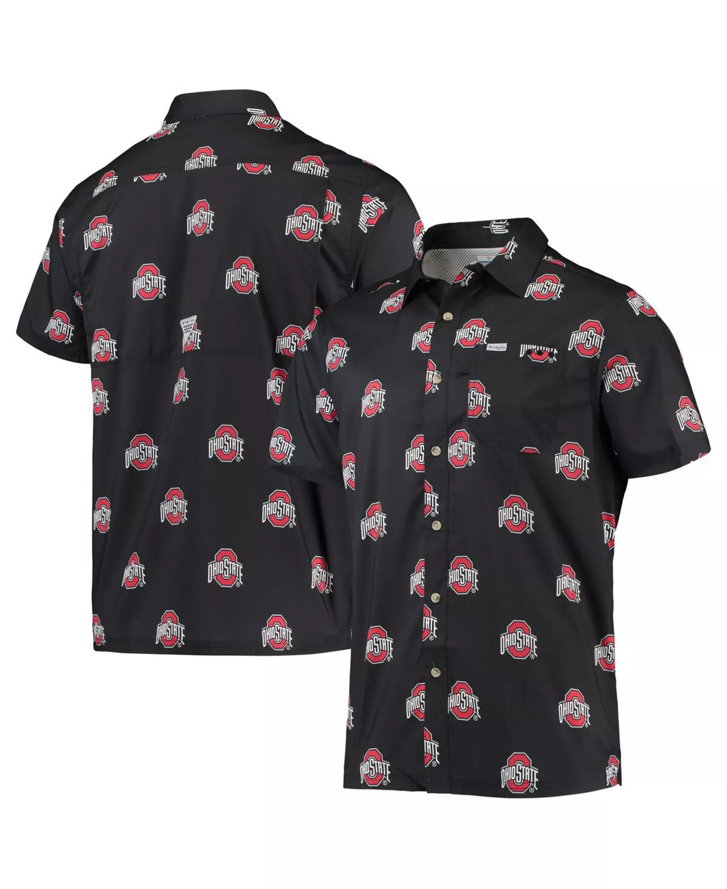 Men's Black Ohio State Buckeyes Super Slack Tide Omni-Shade Button-Up Shirt - Black - M