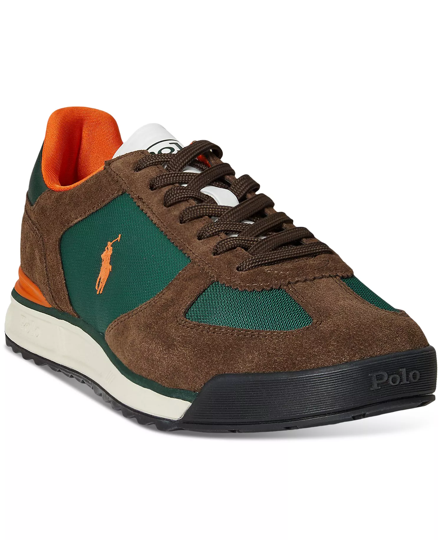 Men's Suede & Nylon Varick Sneakers - Chocolate Brown/forest/orange - 10