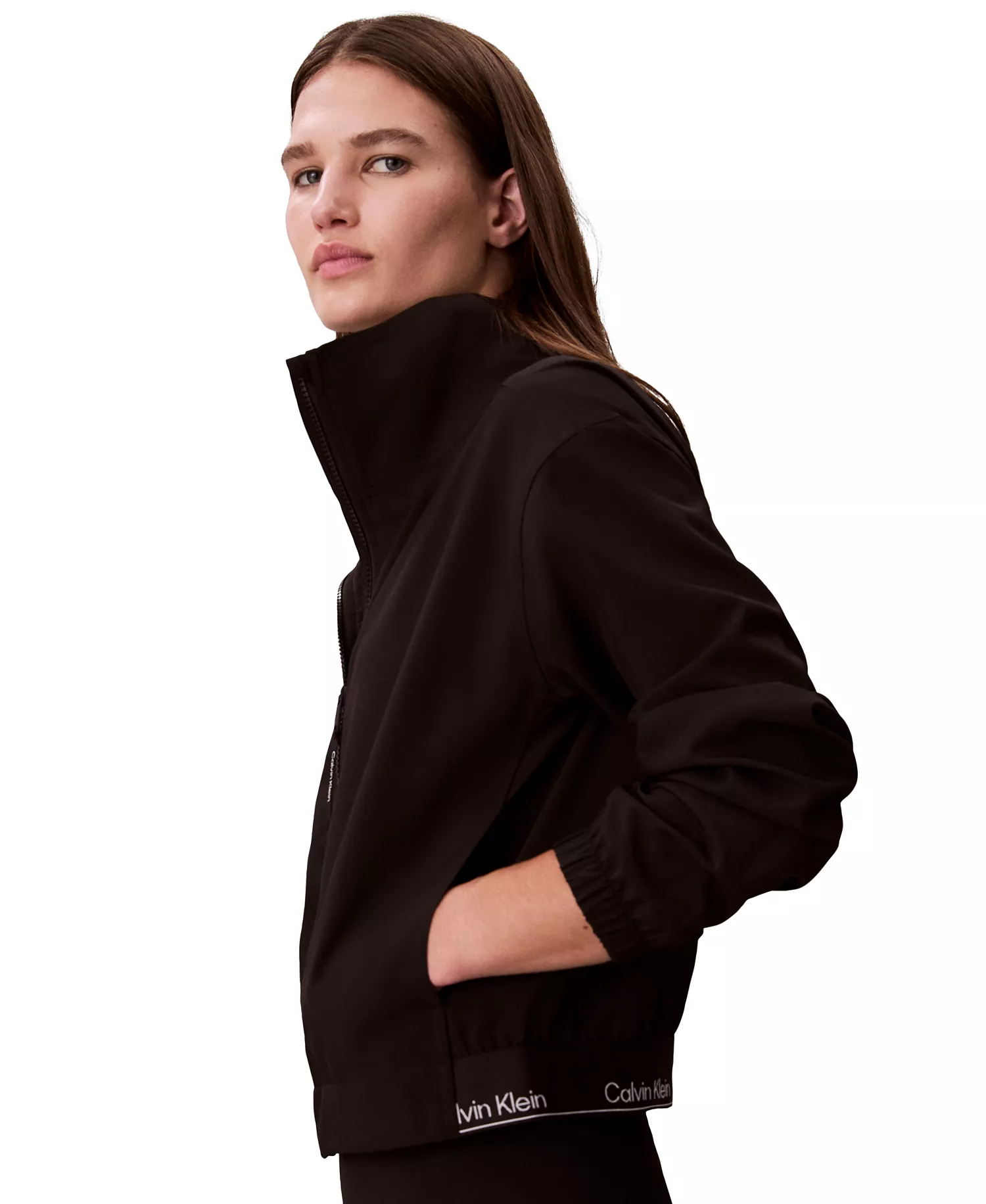 Women's Modern Sport Full-Zip Windbreaker Jacket - Black - 2XL