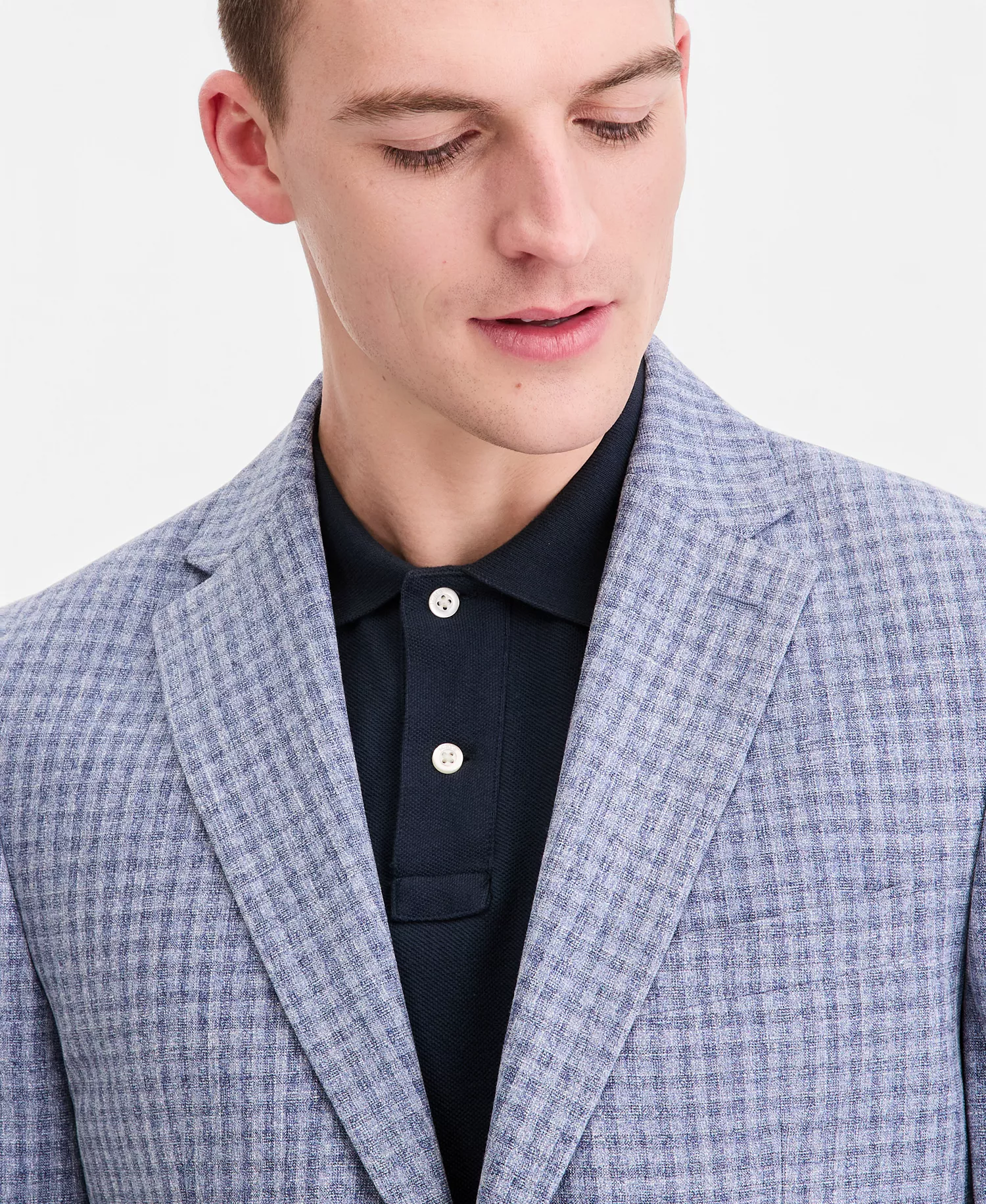 Men's Modern-Fit Blue Check Blazer - Blue - 36R
