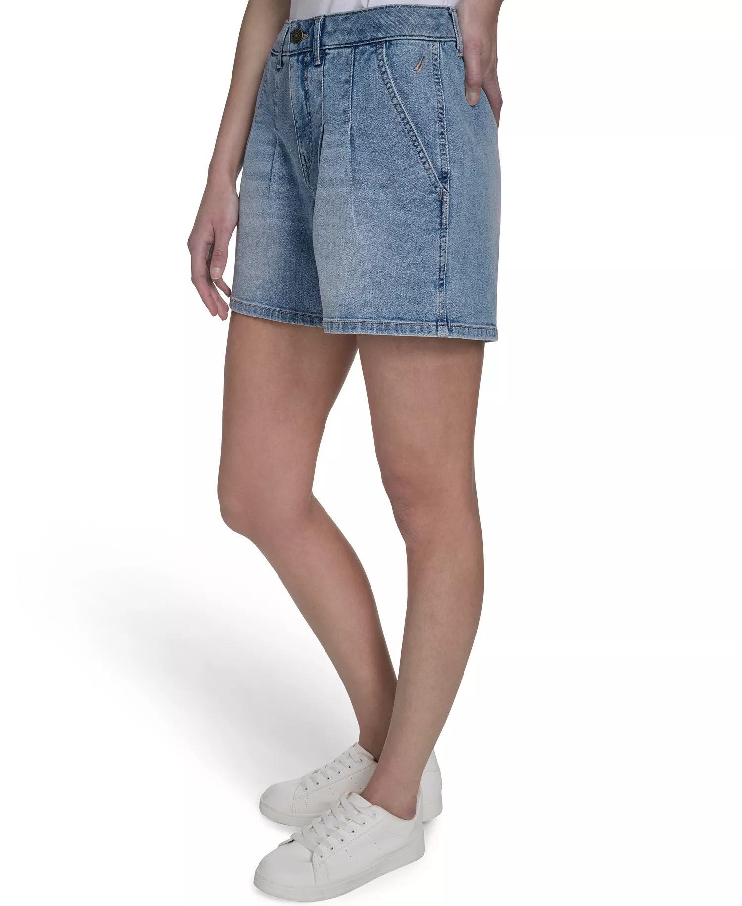 Women's Pleated Denim Shorts - Lola Wash - 10