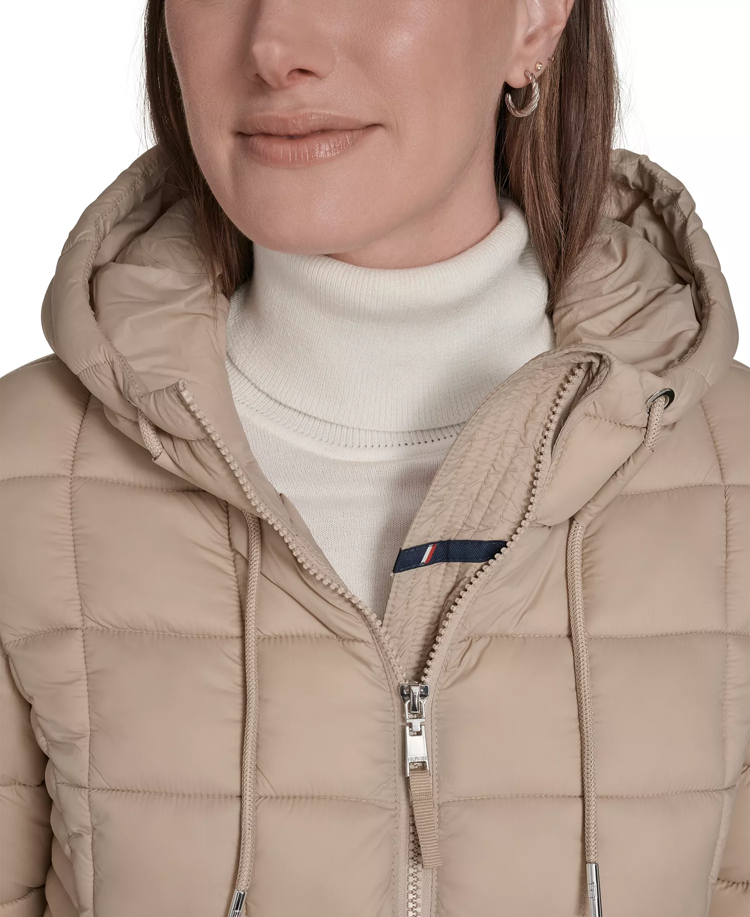 Women's Packable Hooded Puffer Jacket - Chino - L