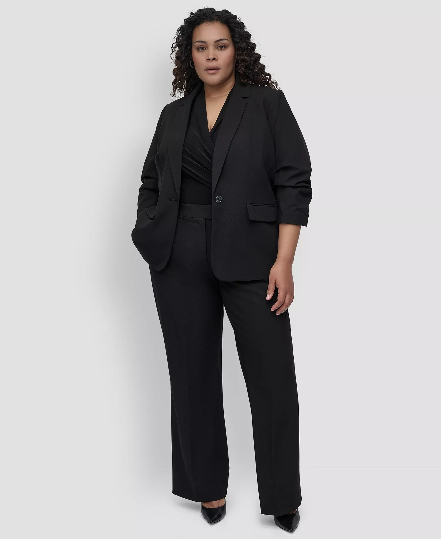 Plus Size 3/4-Sleeve Madison Jacket  - Black - 14W