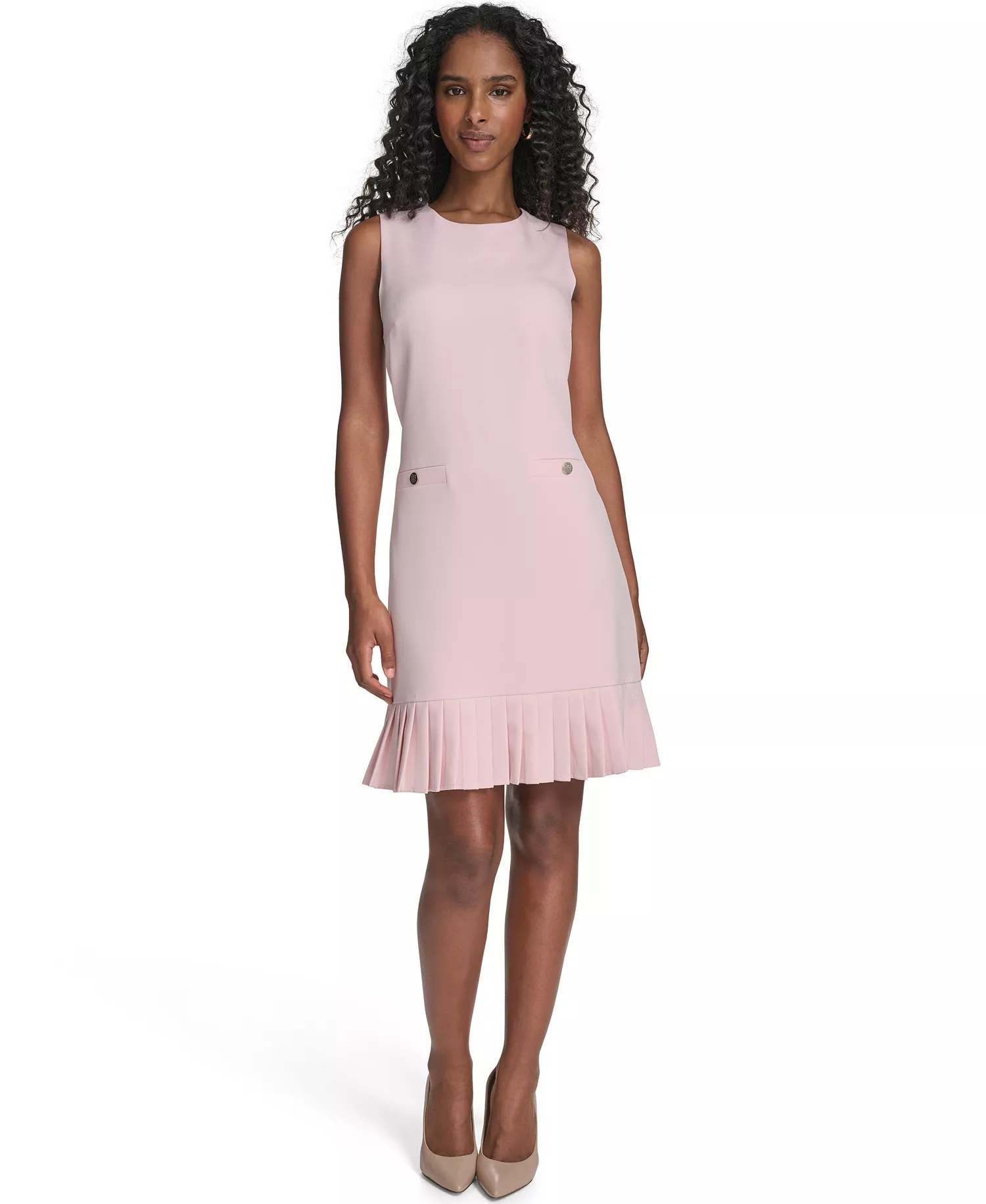 Women's Pleated-Hem Shift Dress - Ballerina Pink - 10