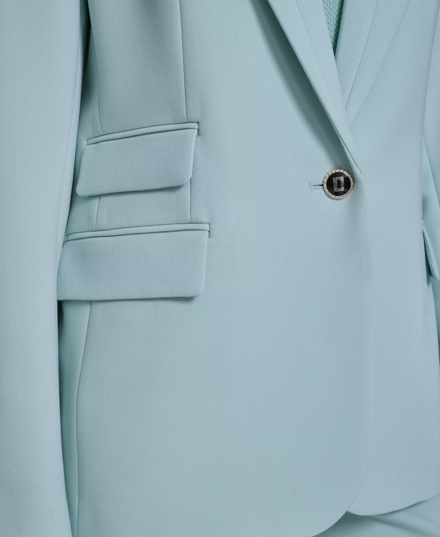 Women's Notch Lapel Collar One-Button Jacket - Aqua Mist - 0