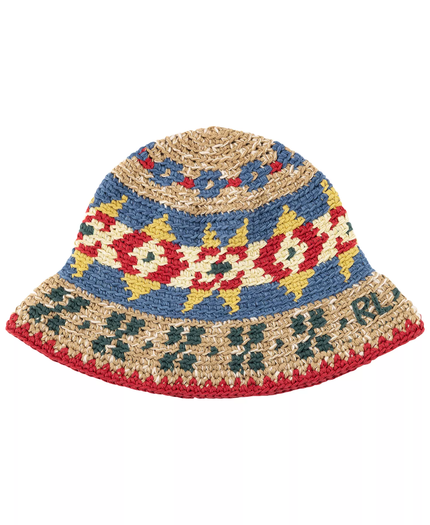 Men's Textured Fairisle Crochet Bucket Hat - Tan Multi - ONE SIZE