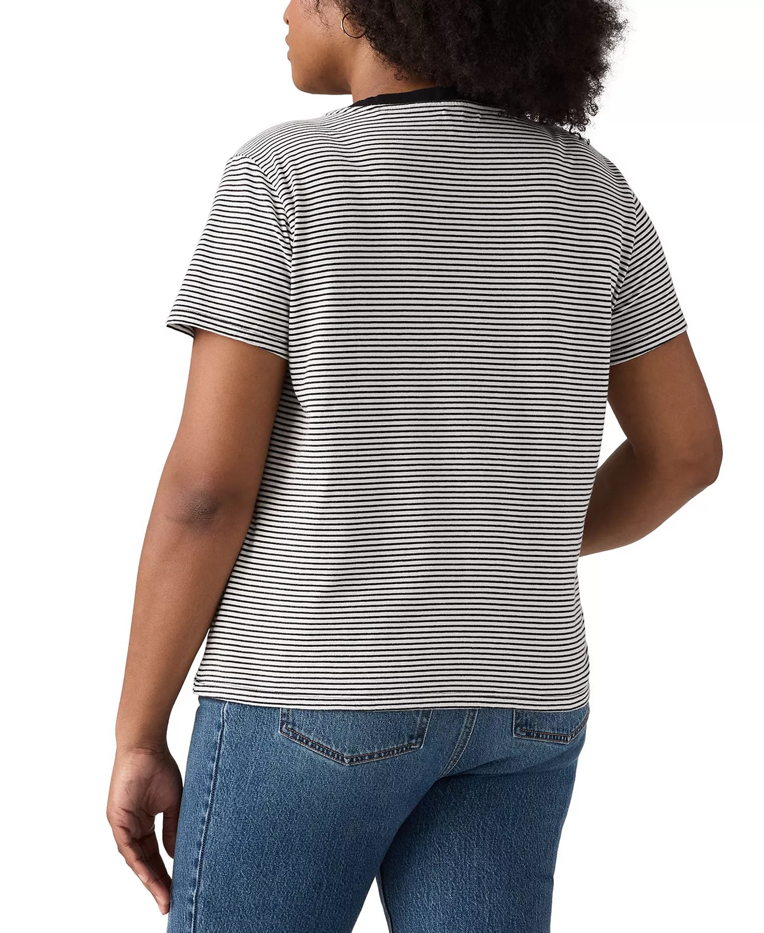 Plus Size Cotton Perfect V-Neck Tees - Black Stripe - 1X