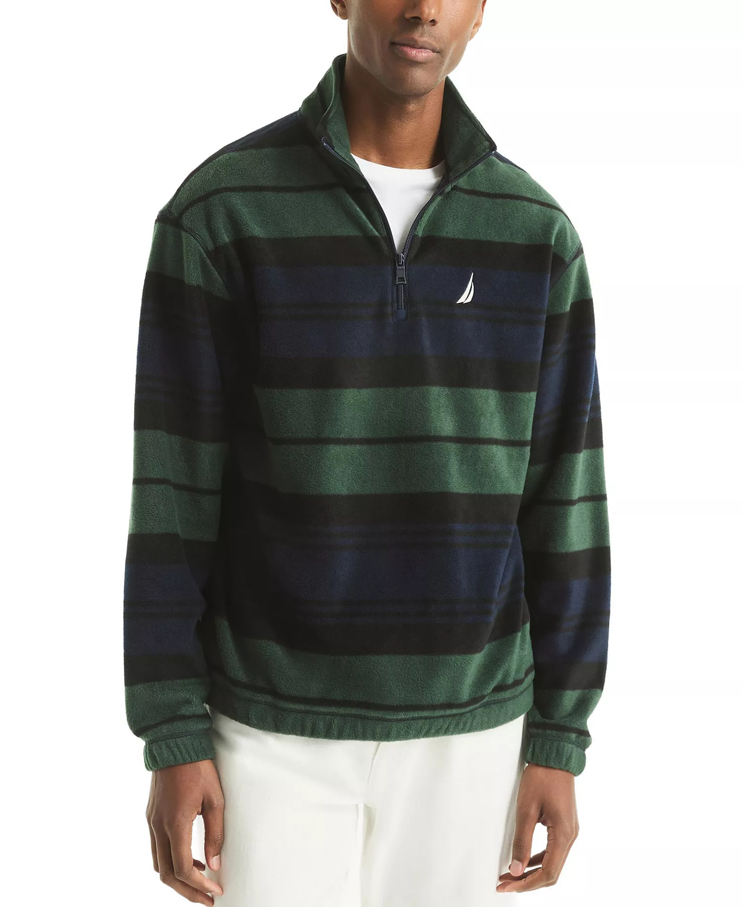 Men's Allover Striped Pullover Sweater - Deep Forest - M