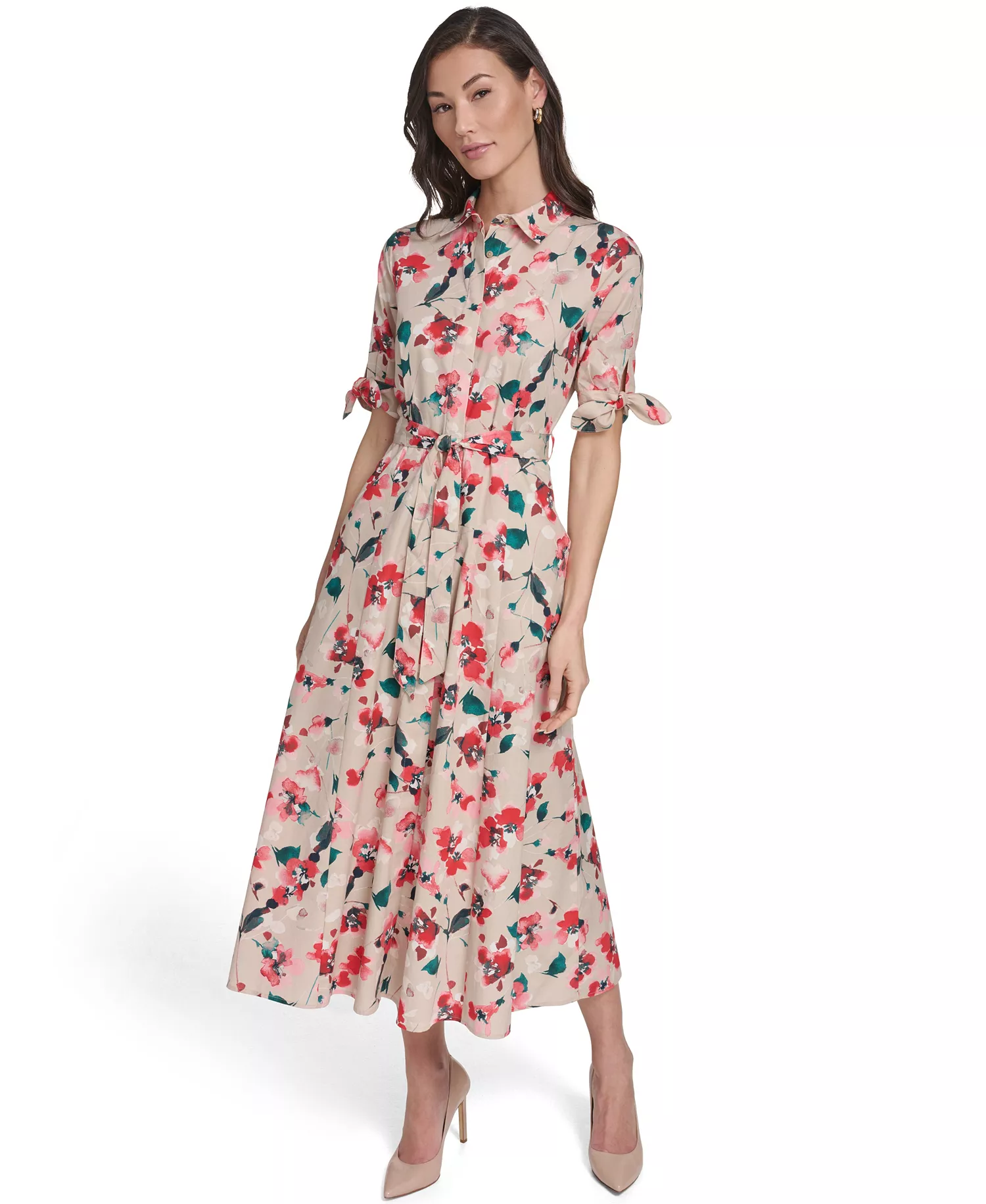 Women's Collared Midi Dress - Cashew Multi - 10