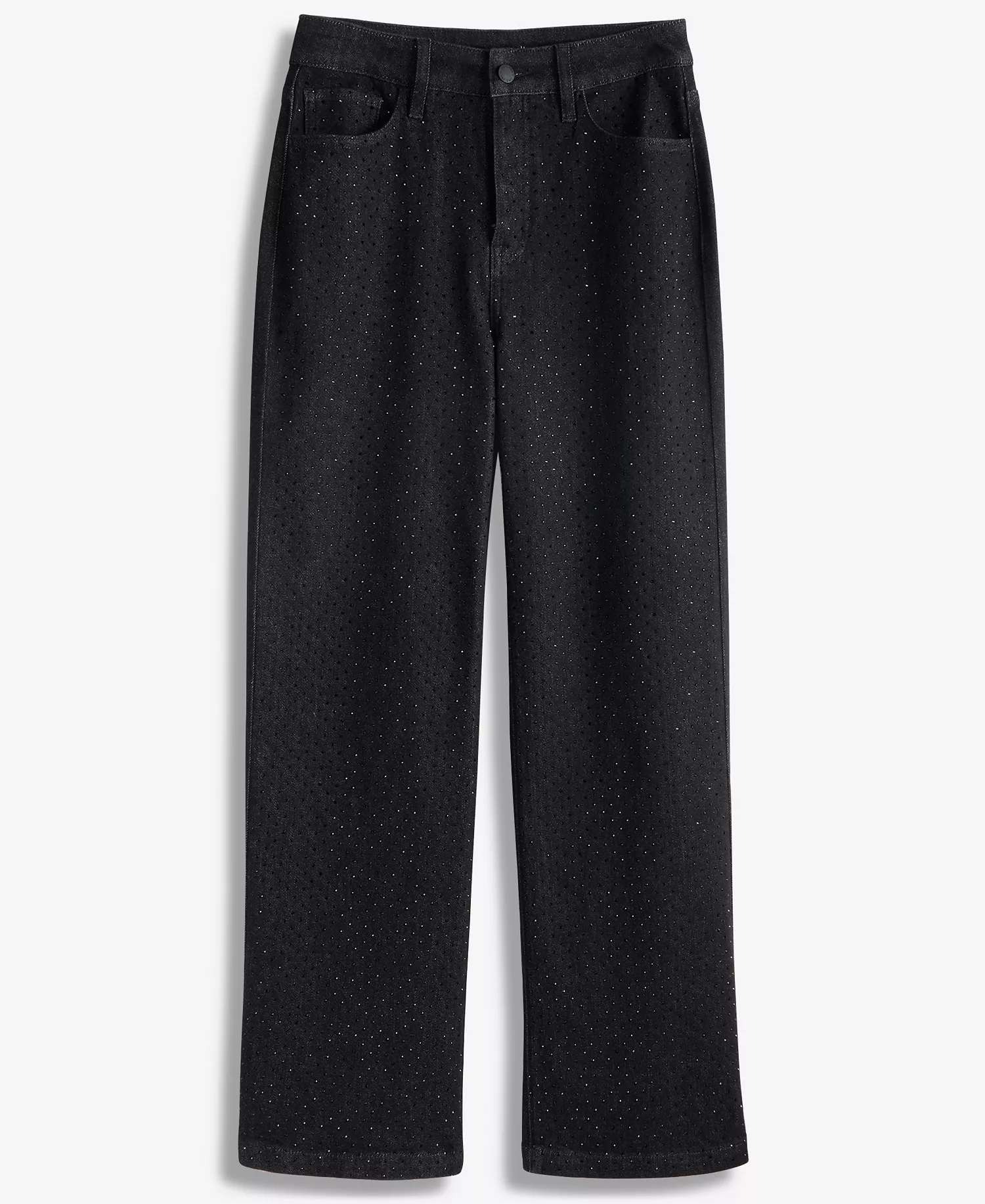 Women's High-Rise Wide-Leg Embellished Jeans, Macy's Exclusive  - Washed Bla - 10