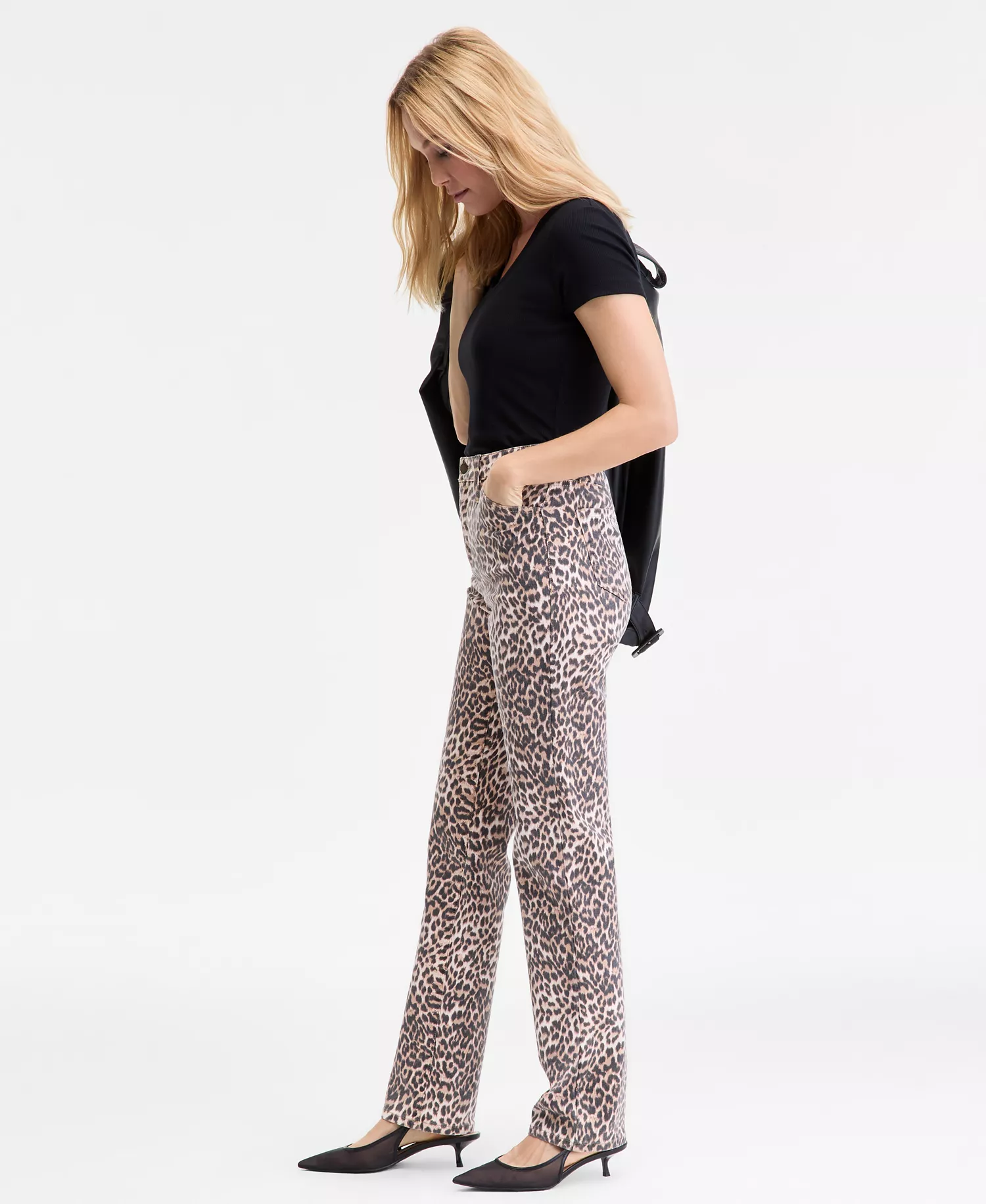 Women's Leopard-Print Straight-Leg Jeans, Macy's Exclusive - Leopard Wash - 10