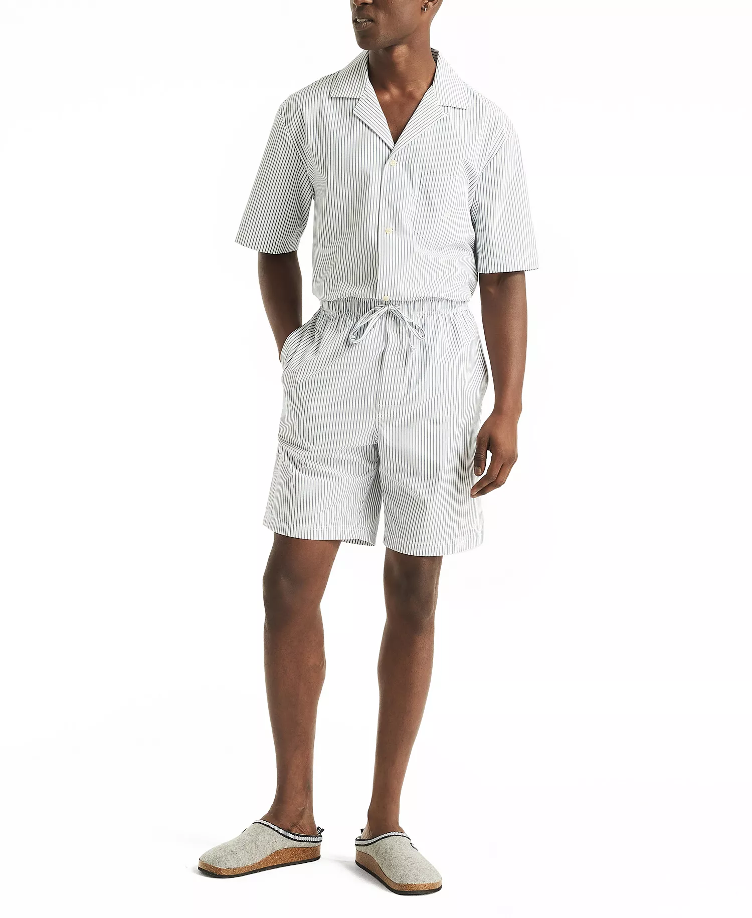 Men's Crafted Striped Poplin Sleep Short - Ensign Blue - XL