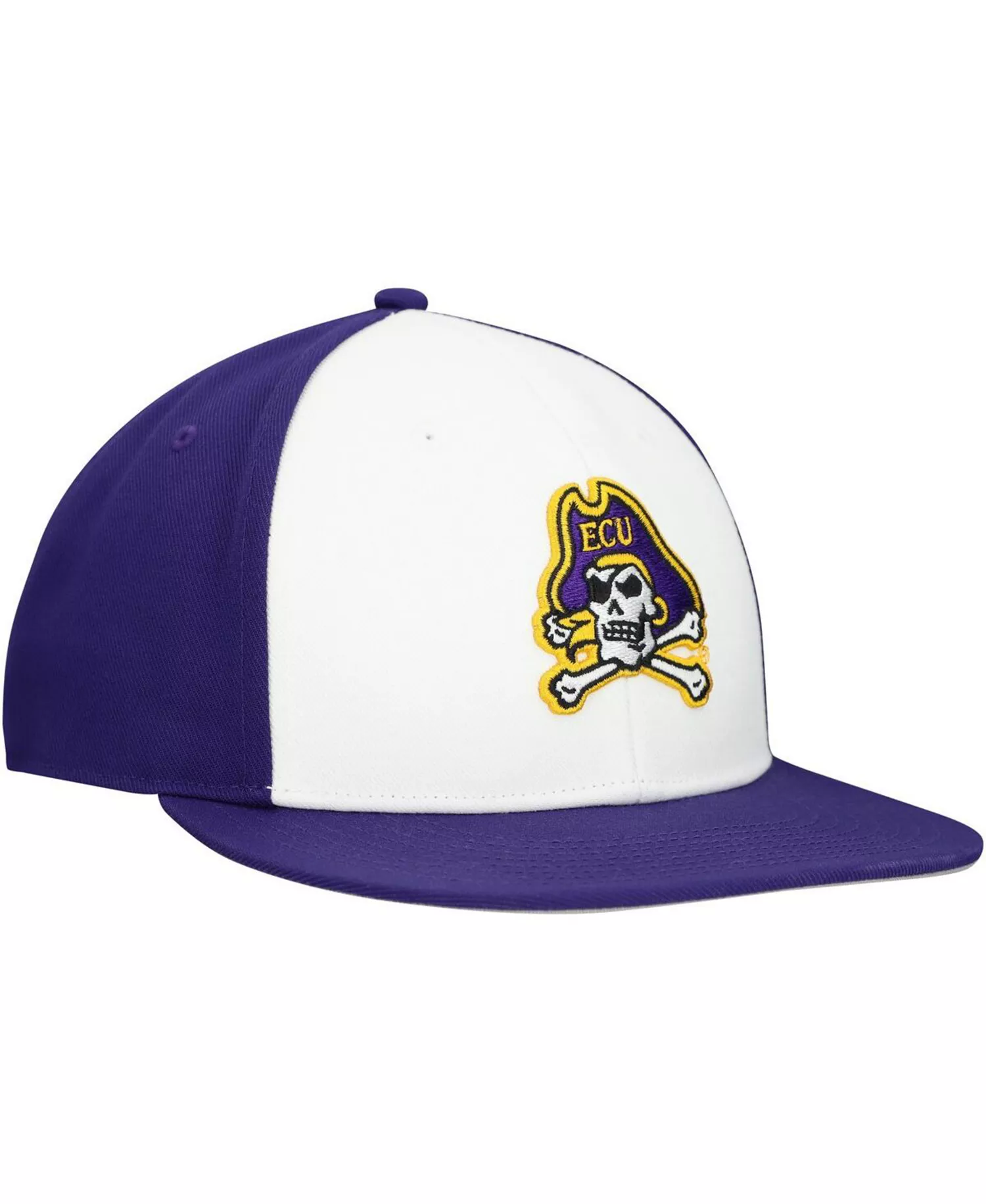 Men's White/Purple ECU Pirates On Field Fitted Hat - White, Purple - L/XL