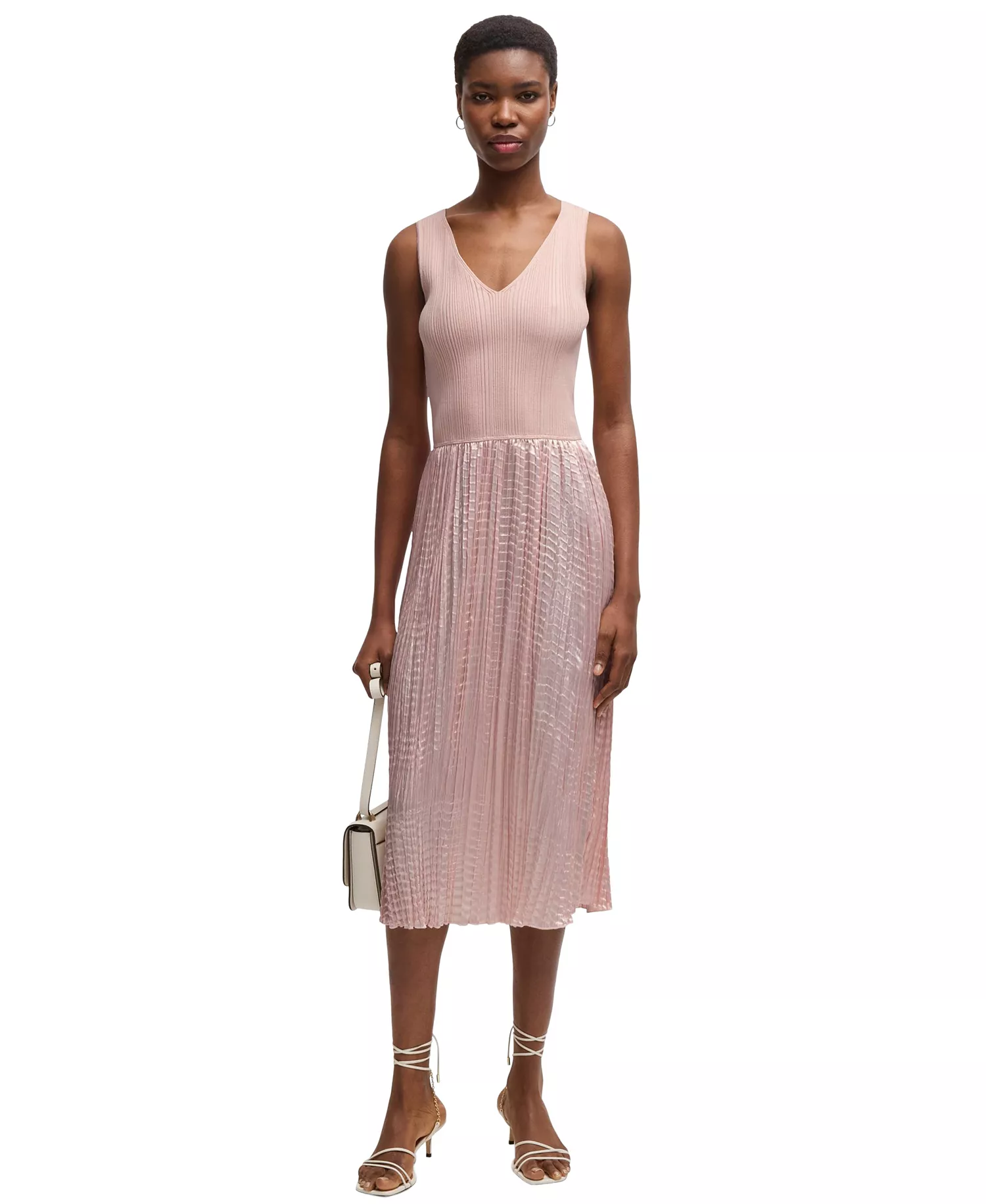 Women's Structured Knitted Dress - Open Pink - L