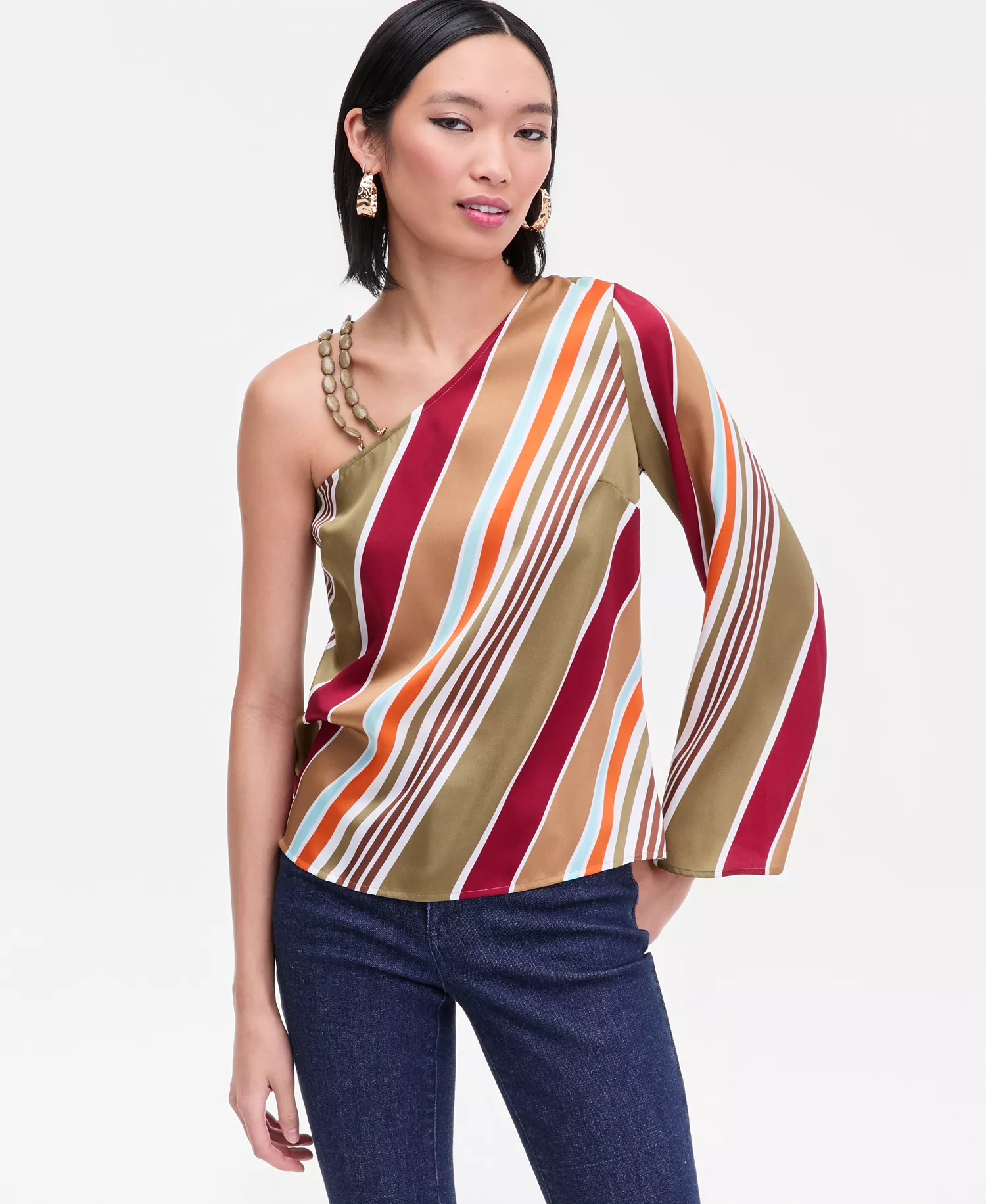 Women's Asymmetric Beaded-Strap Top, Exclusively at Macy's - Gala Str Orange - L