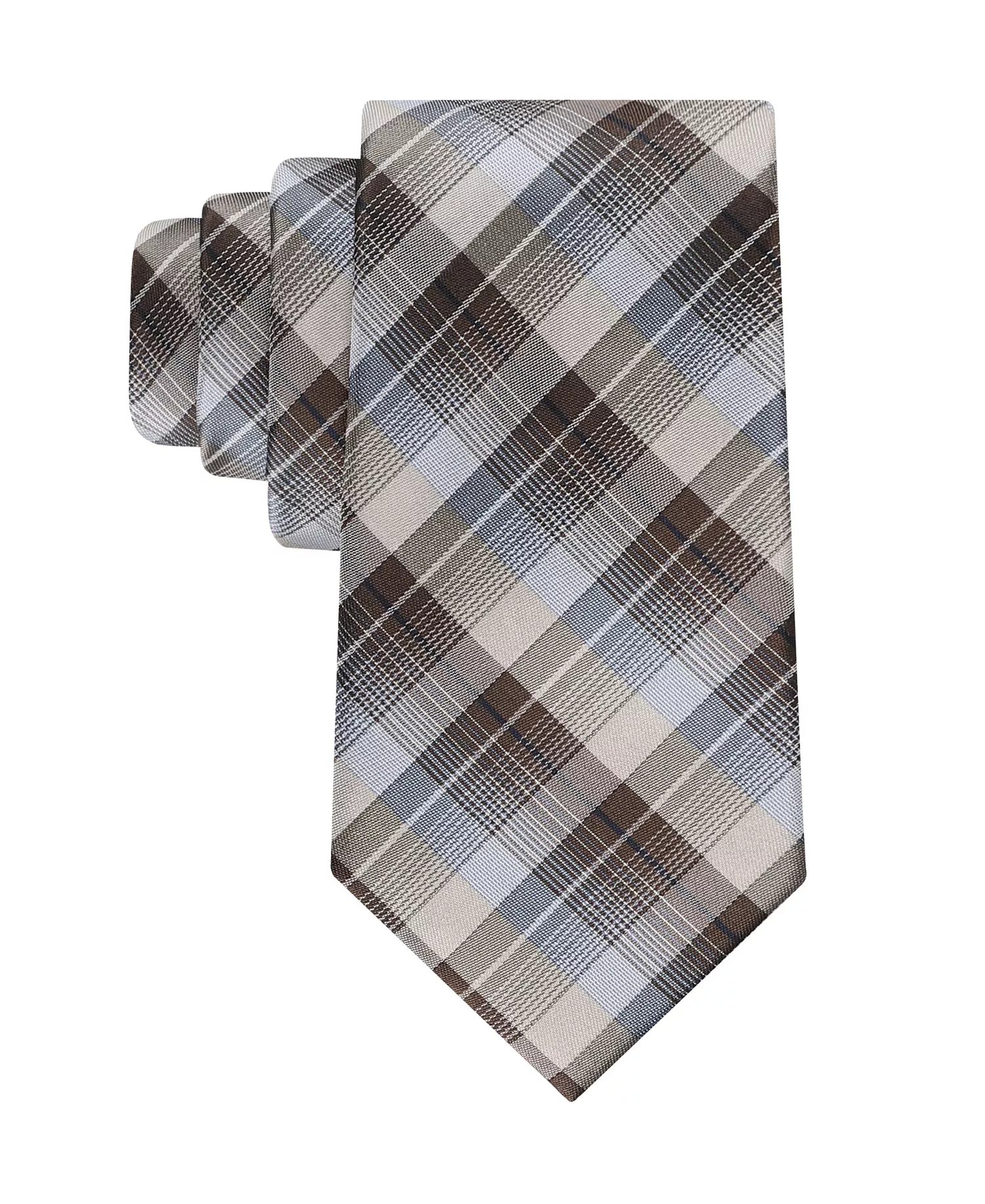 Men's Brooklyn Plaid Tie - Taupe - ONE SIZE