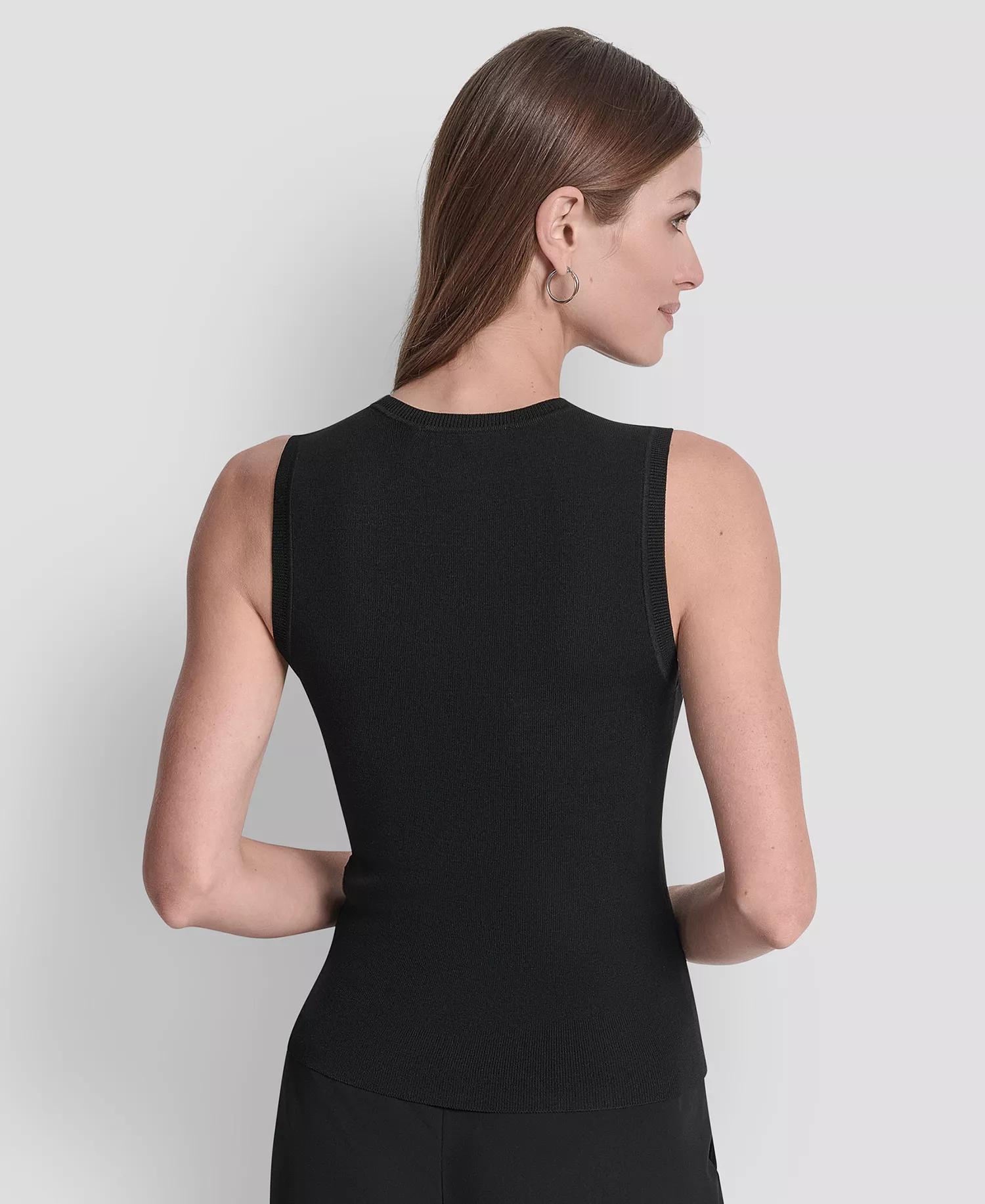 Petite Sleeveless Crewneck Sweater - Black/Silver - P/L