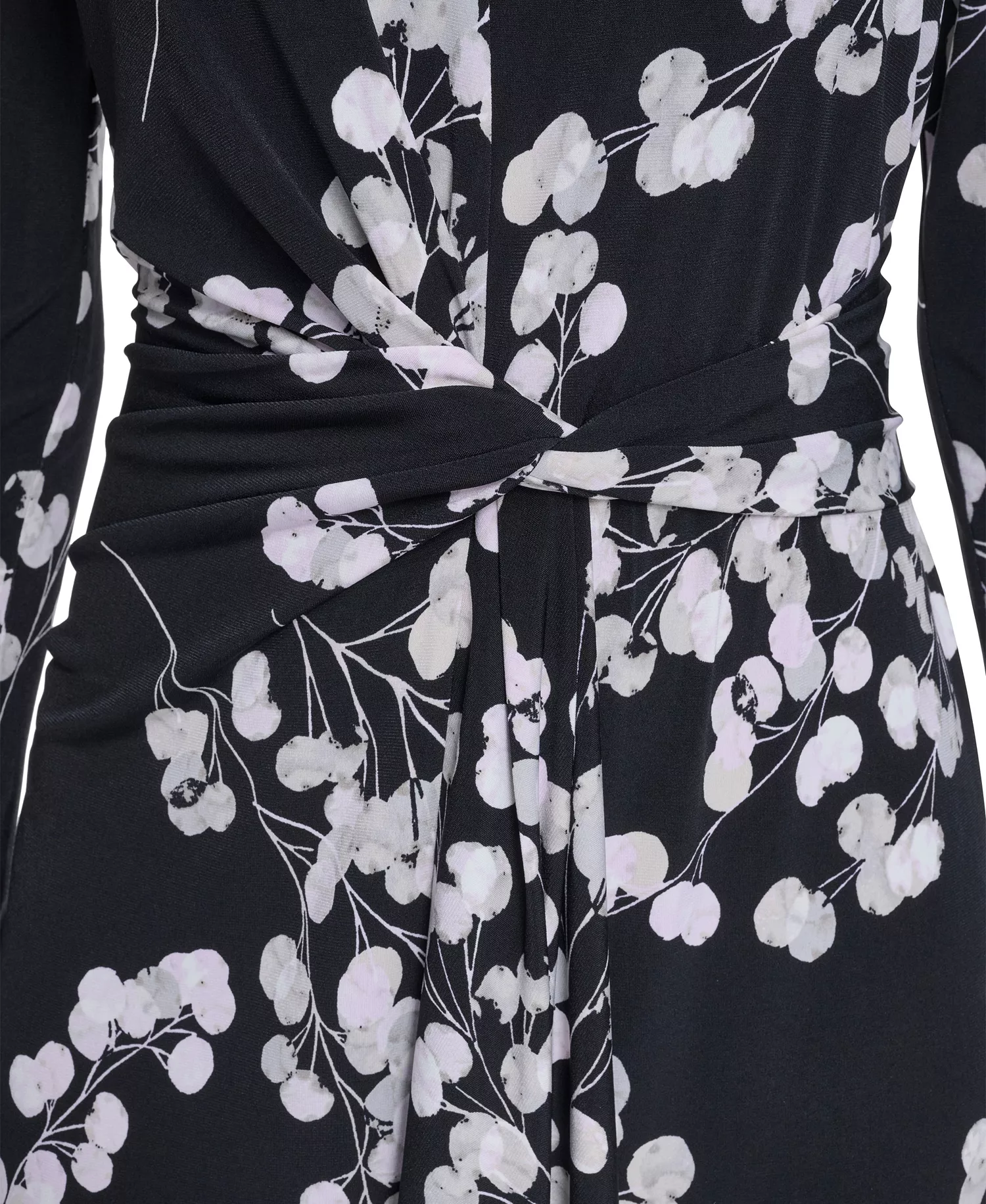 Women's Jersey Surplice Long-Sleeve Crewneck Dress - Black/Cherry Blossom Multi - 0P
