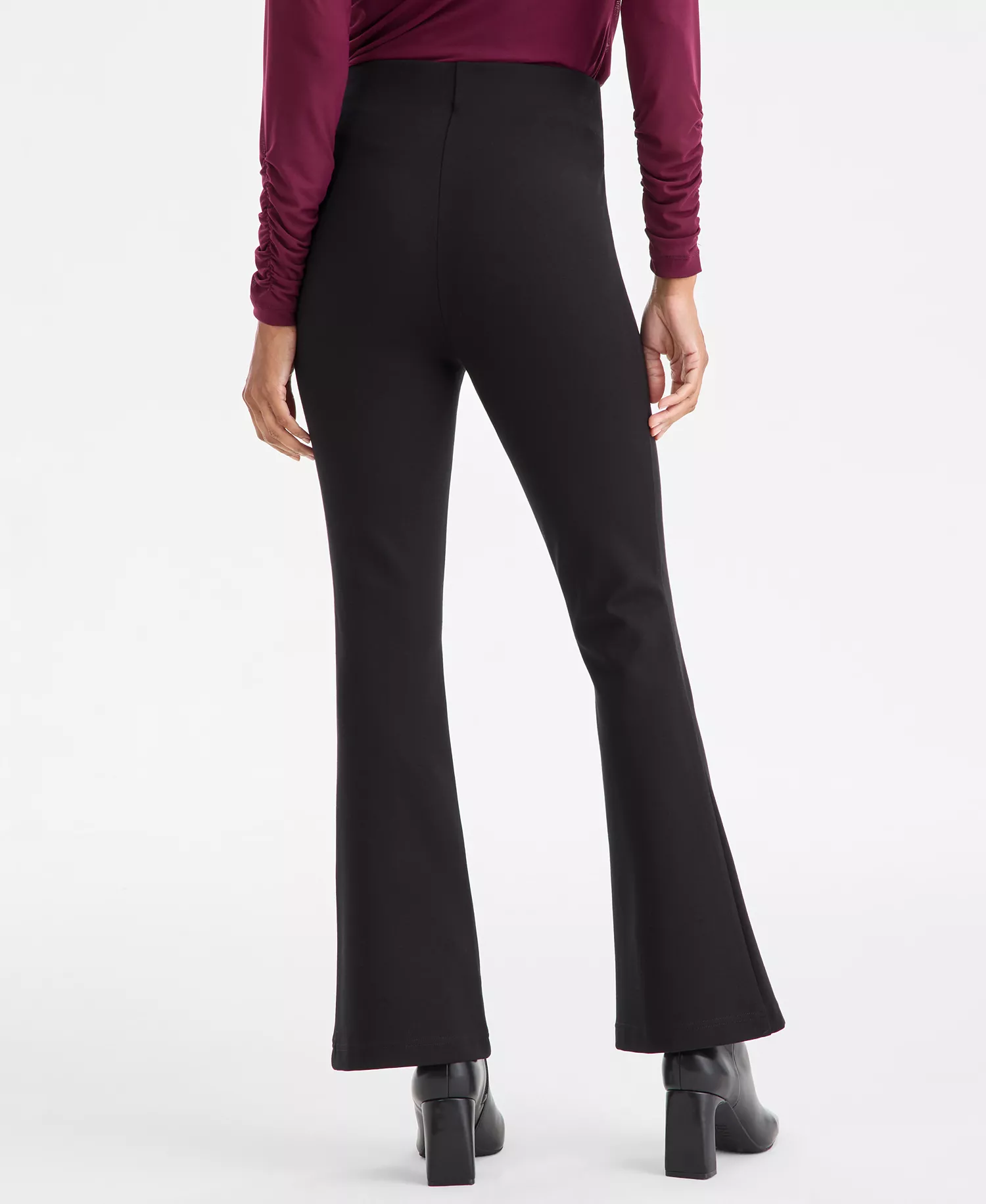 Petite Ponte-Knit Flare Pants, Created for Macy's - Deep Black - P/L