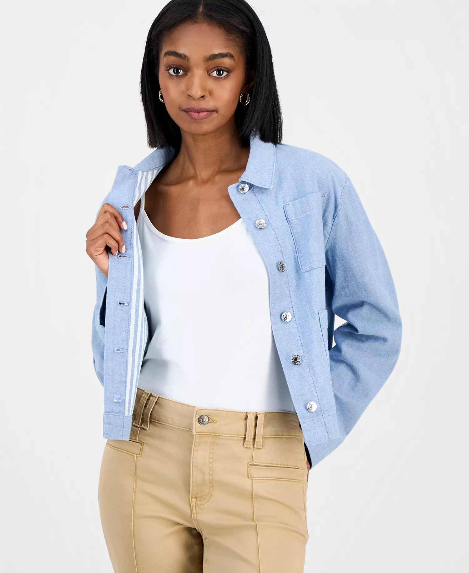 Nautica Women's Cotton Denim Barn Jacket - Indigo - L
