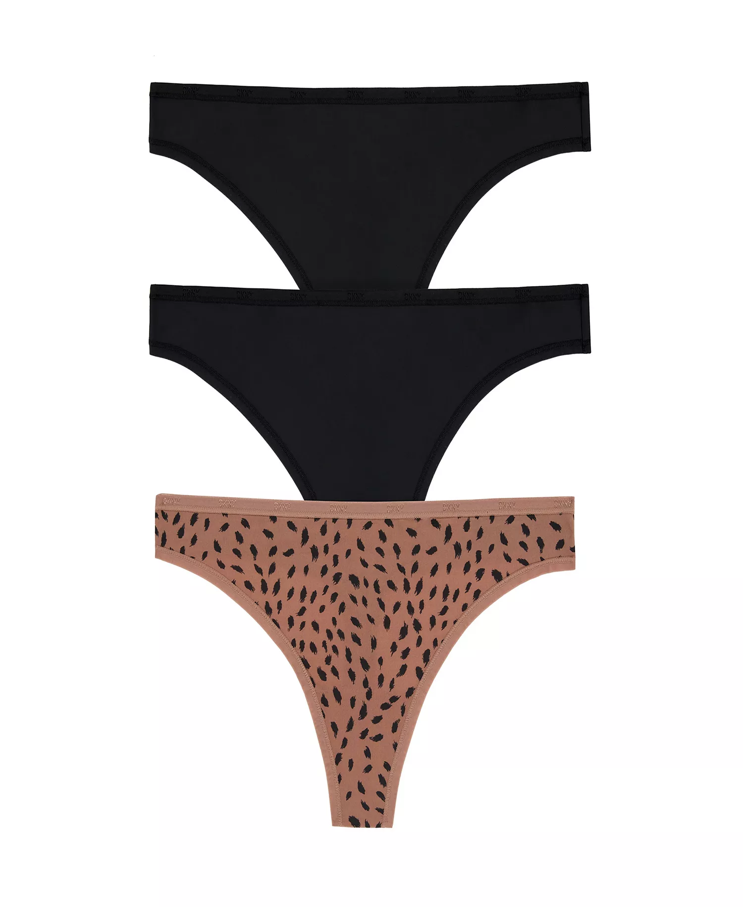 Women's Micro Thong Underwear 3 Pack DK8301P3 - BlackAnimalPrt - L