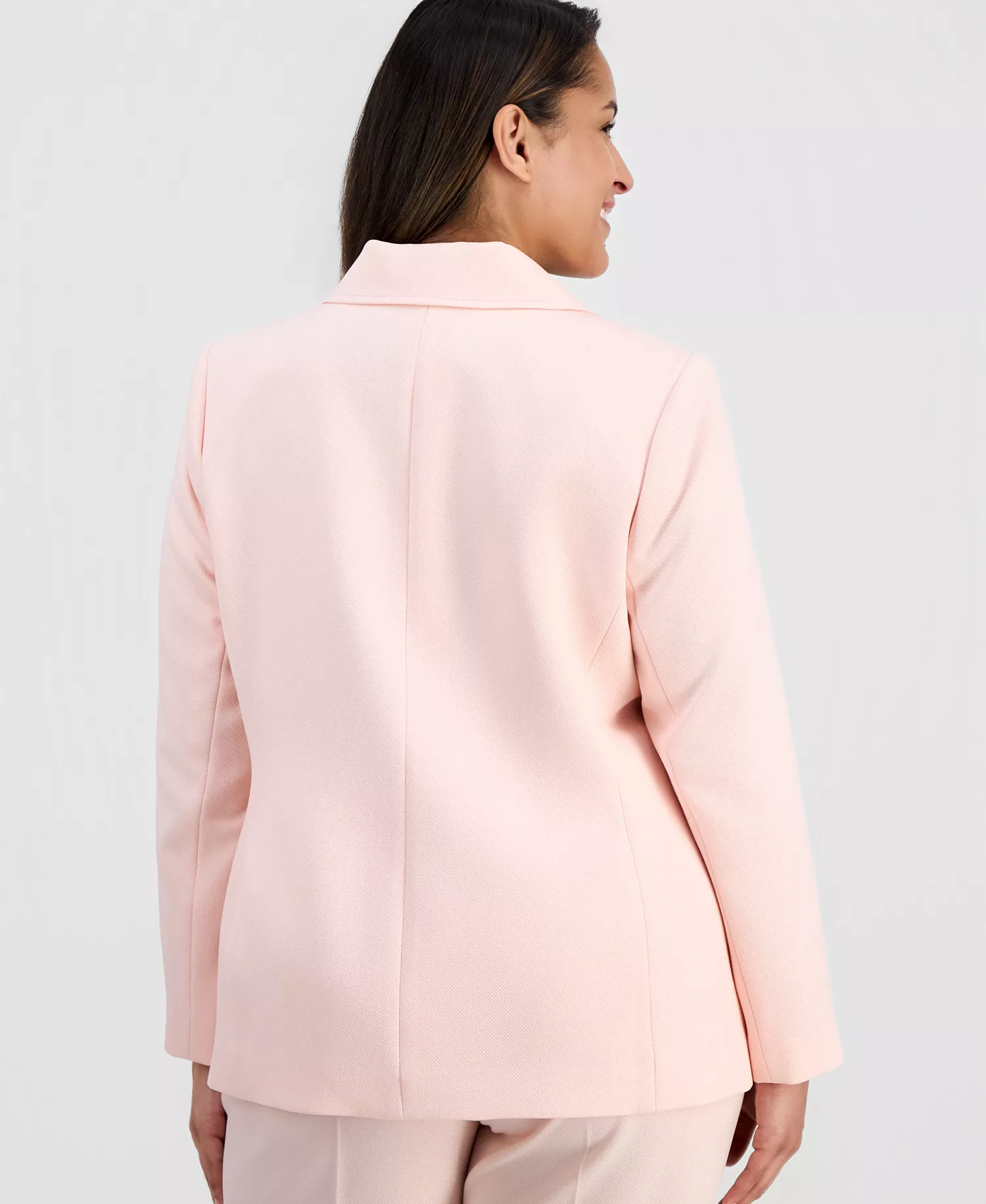 Plus Size Peak-Lapel One-Button Jacket  - Slipper Pink - 14W