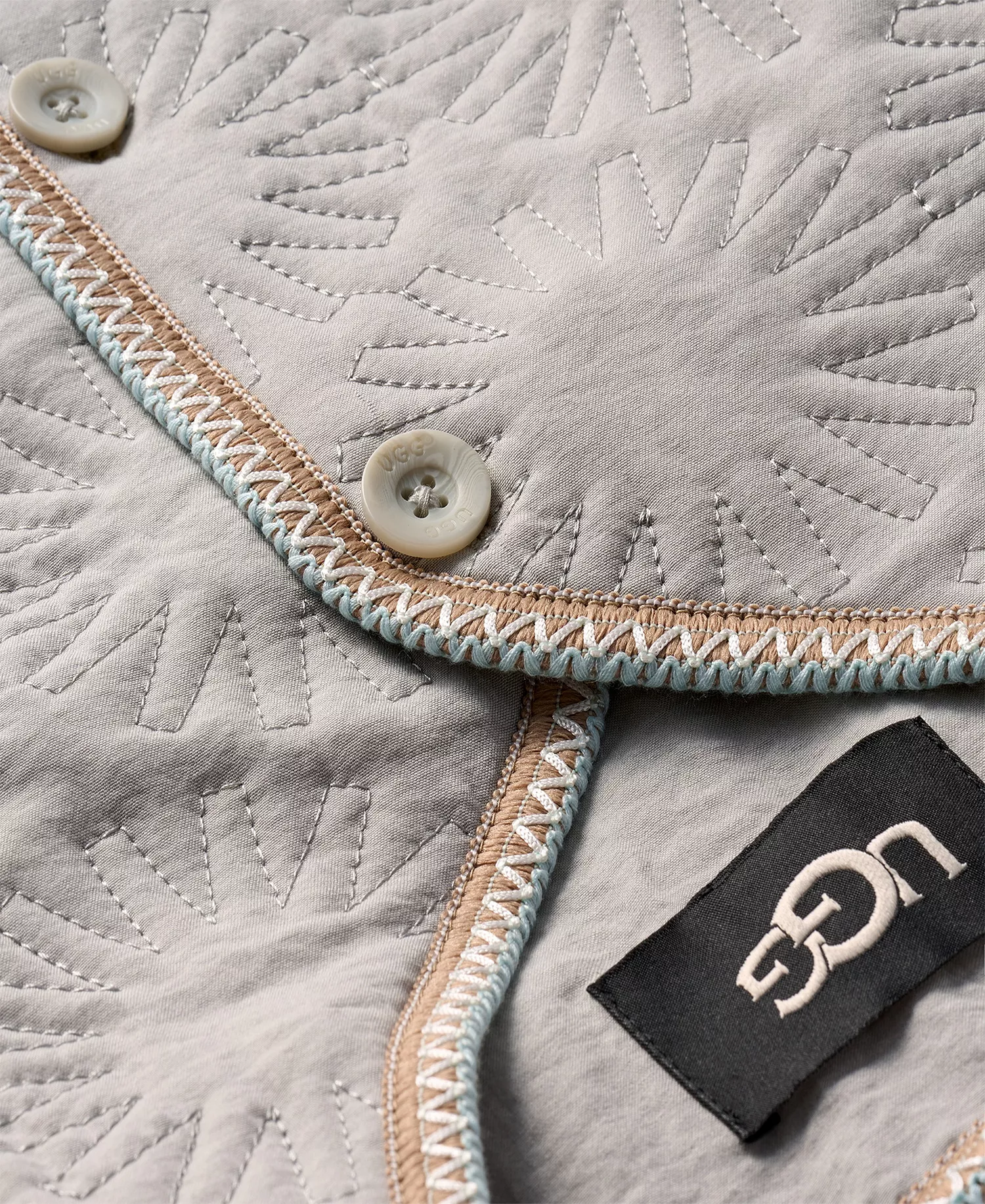 UGG Women's Regular Fit Button Closure Sun Quilted Jacket - Light Gray - L