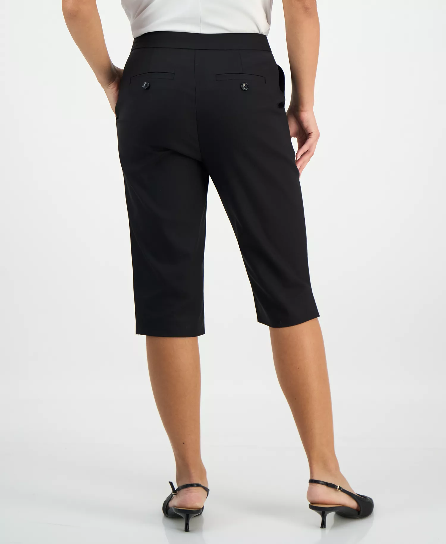 Petite High-Rise Capri Pants, Macy's Exclusive - Deep Black - 0P
