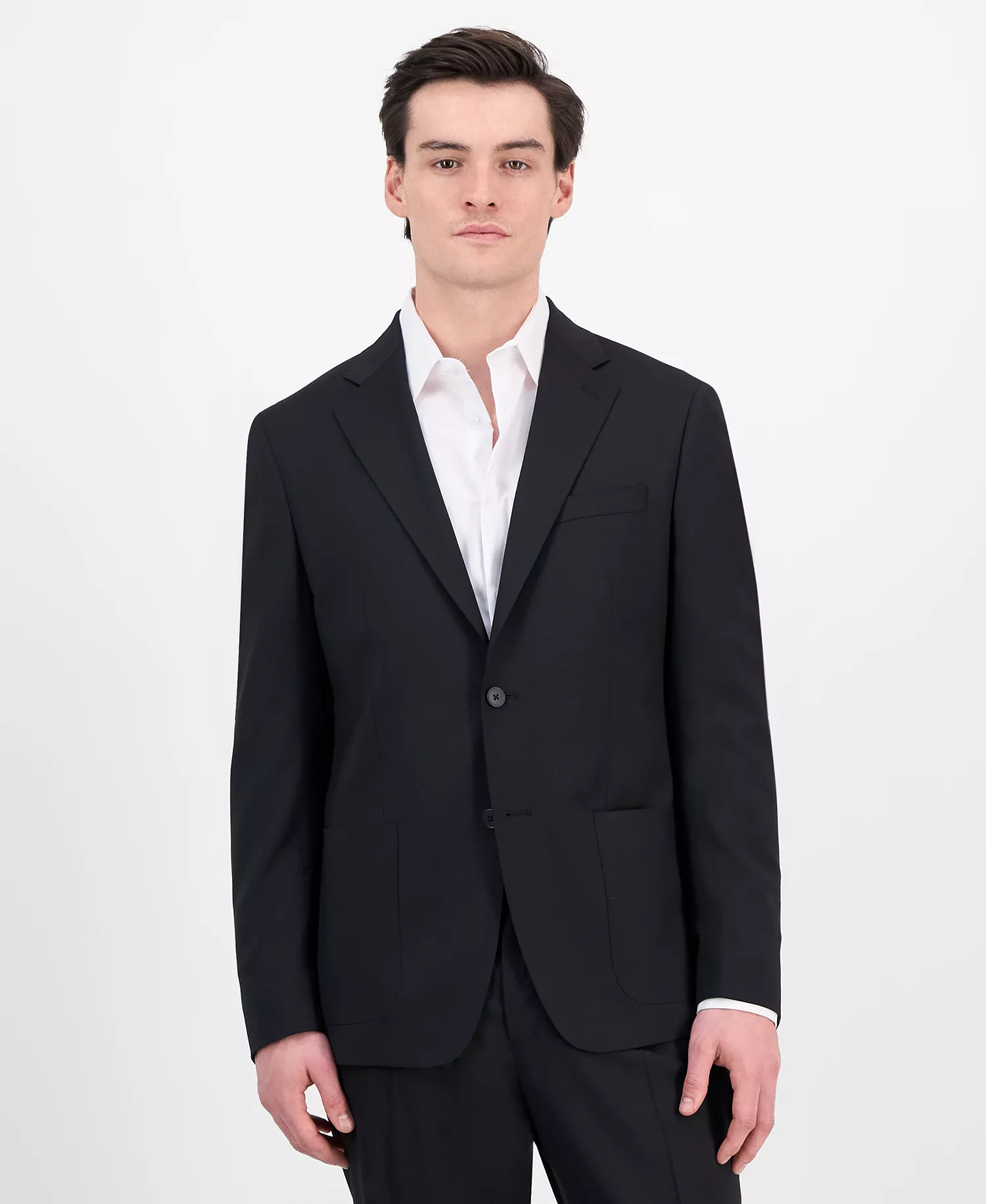 Men's Slim-Fit Italian Wool Solid Suit  - Black - 36R