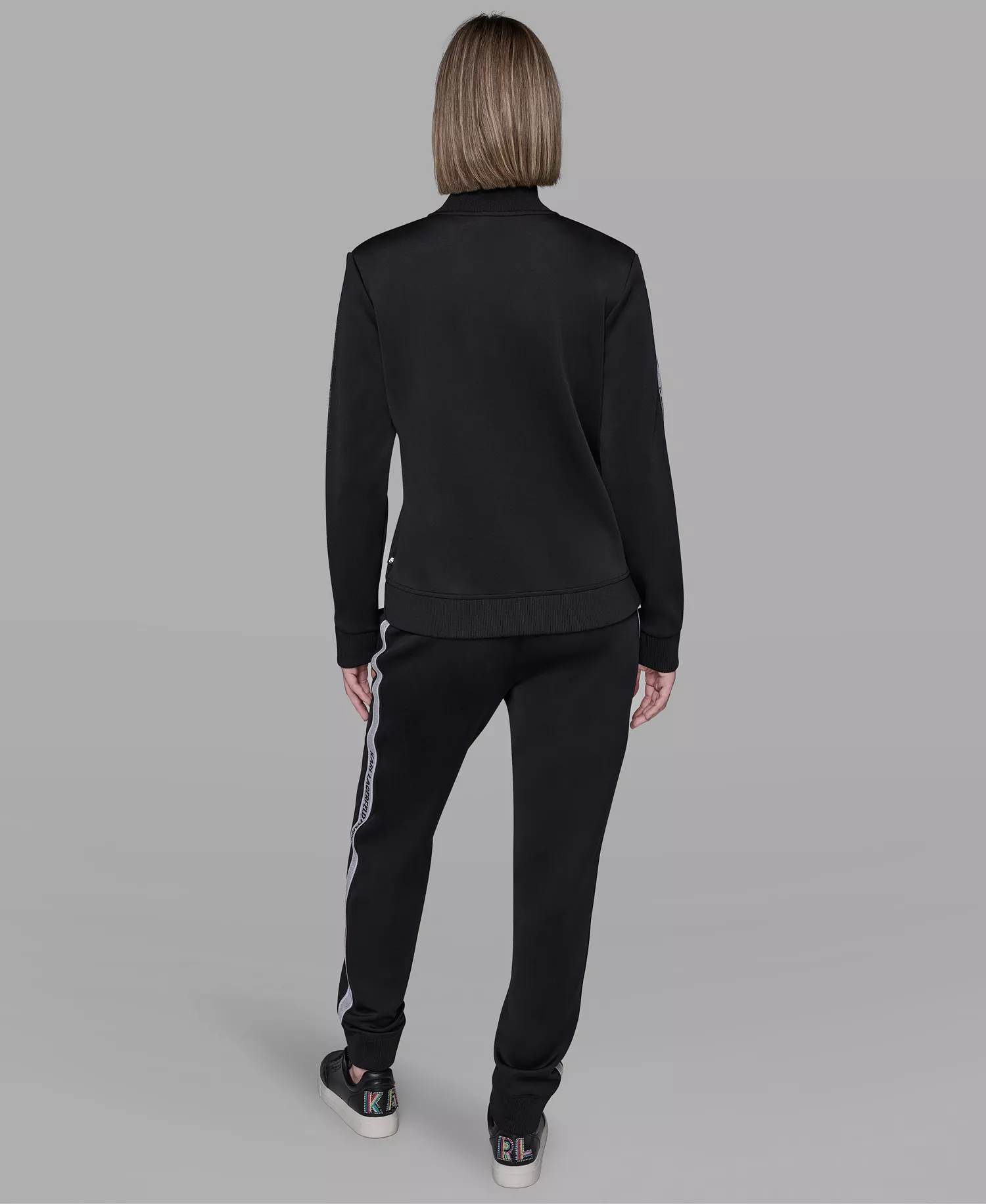 Women's Logo Tape Zip Up Jacket - Black - L