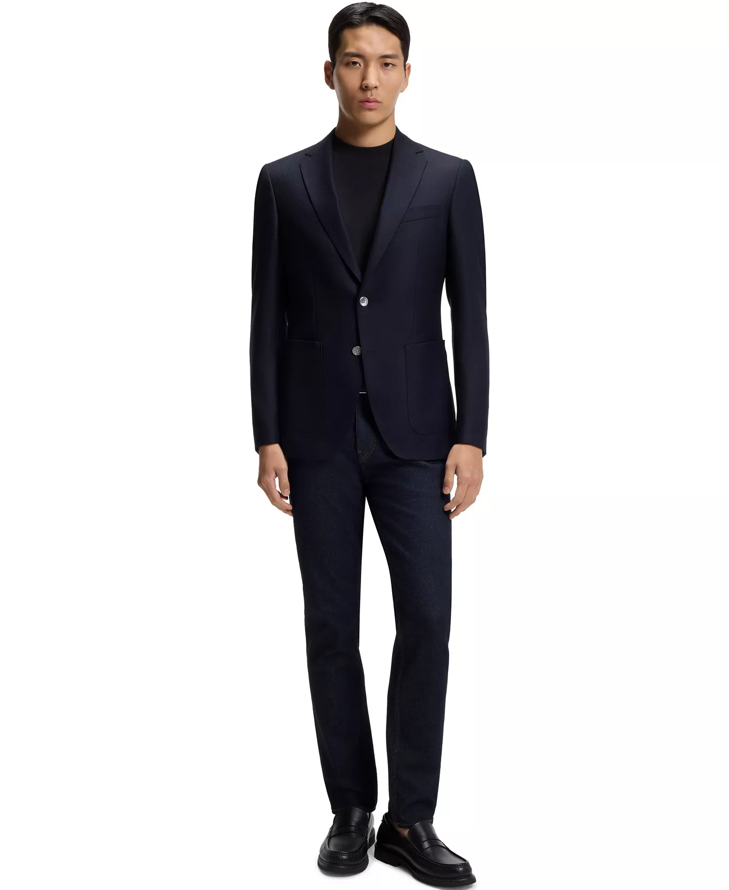 Men's Mercerized-Cotton Double B Monogram T-Shirt - Dark Blue - L